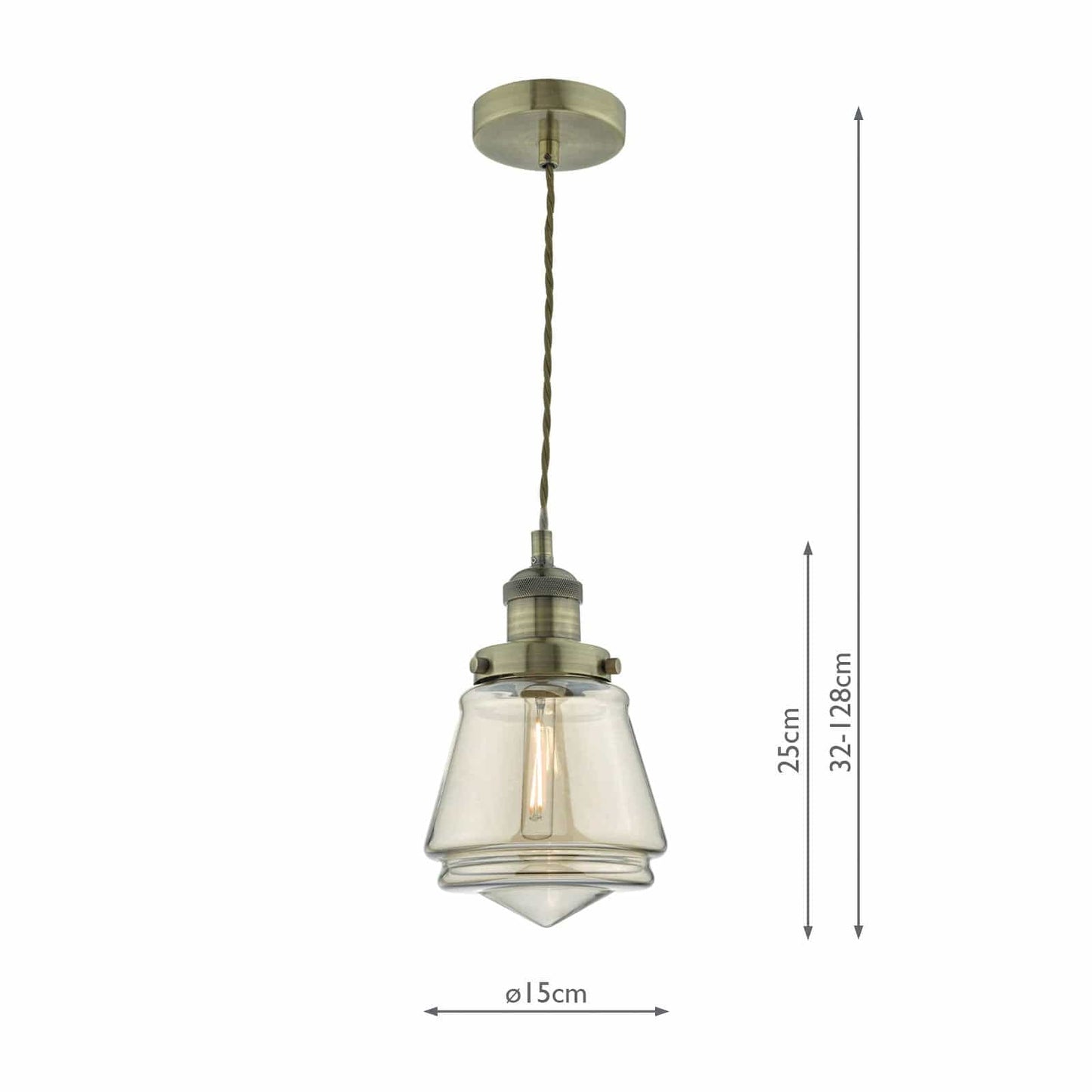 dar lighting Curtis Pendant Antique Brass & Champagne Glass CUR0175