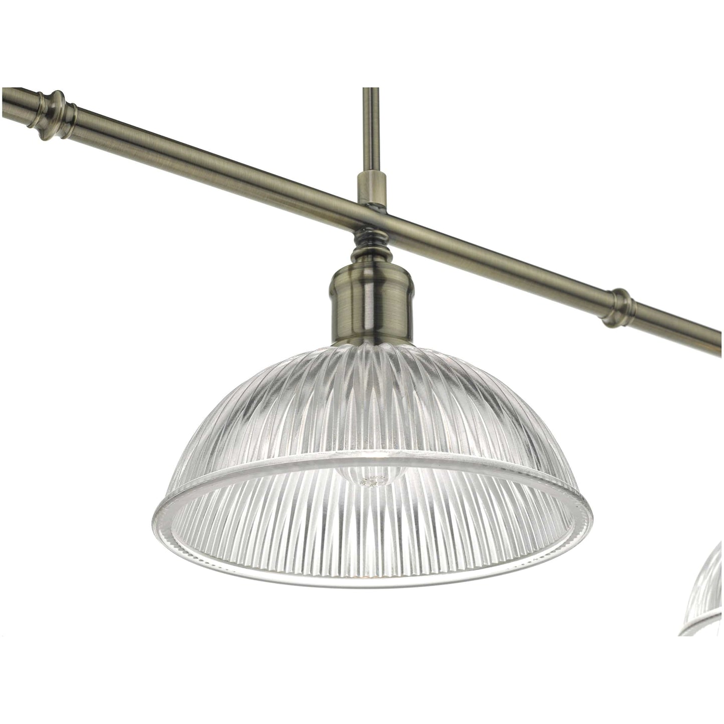 dar lighting Dara 3 Light Bar Pendant Antique Brass & Glass DAR0375