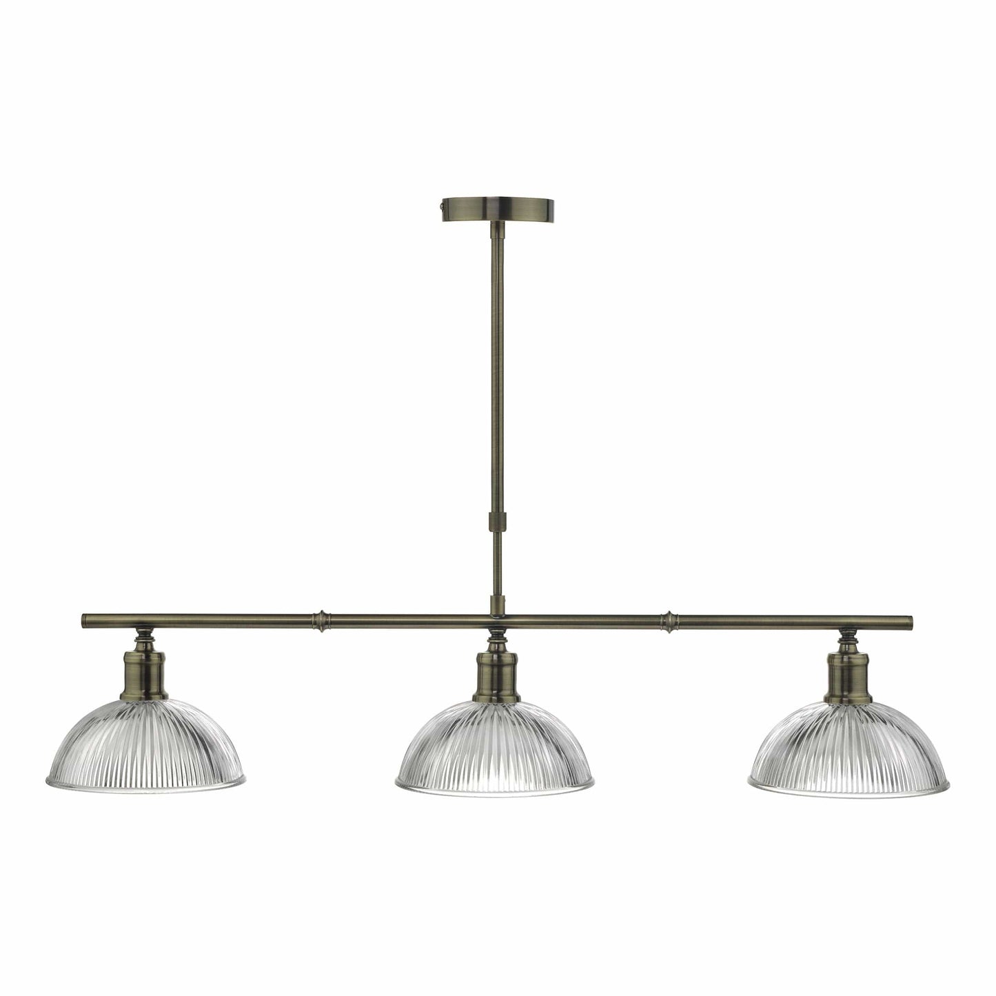 dar lighting Dara 3 Light Bar Pendant Antique Brass & Glass DAR0375