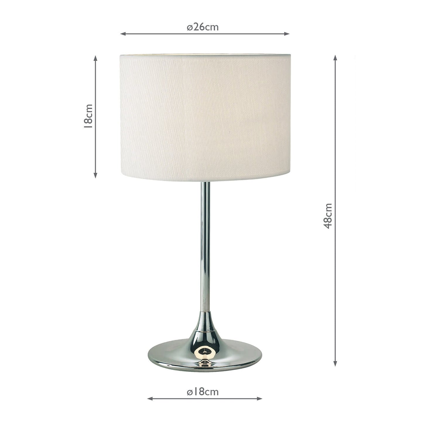 dar lighting Delta Table Lamp Polished Chrome With Shade DEL4250