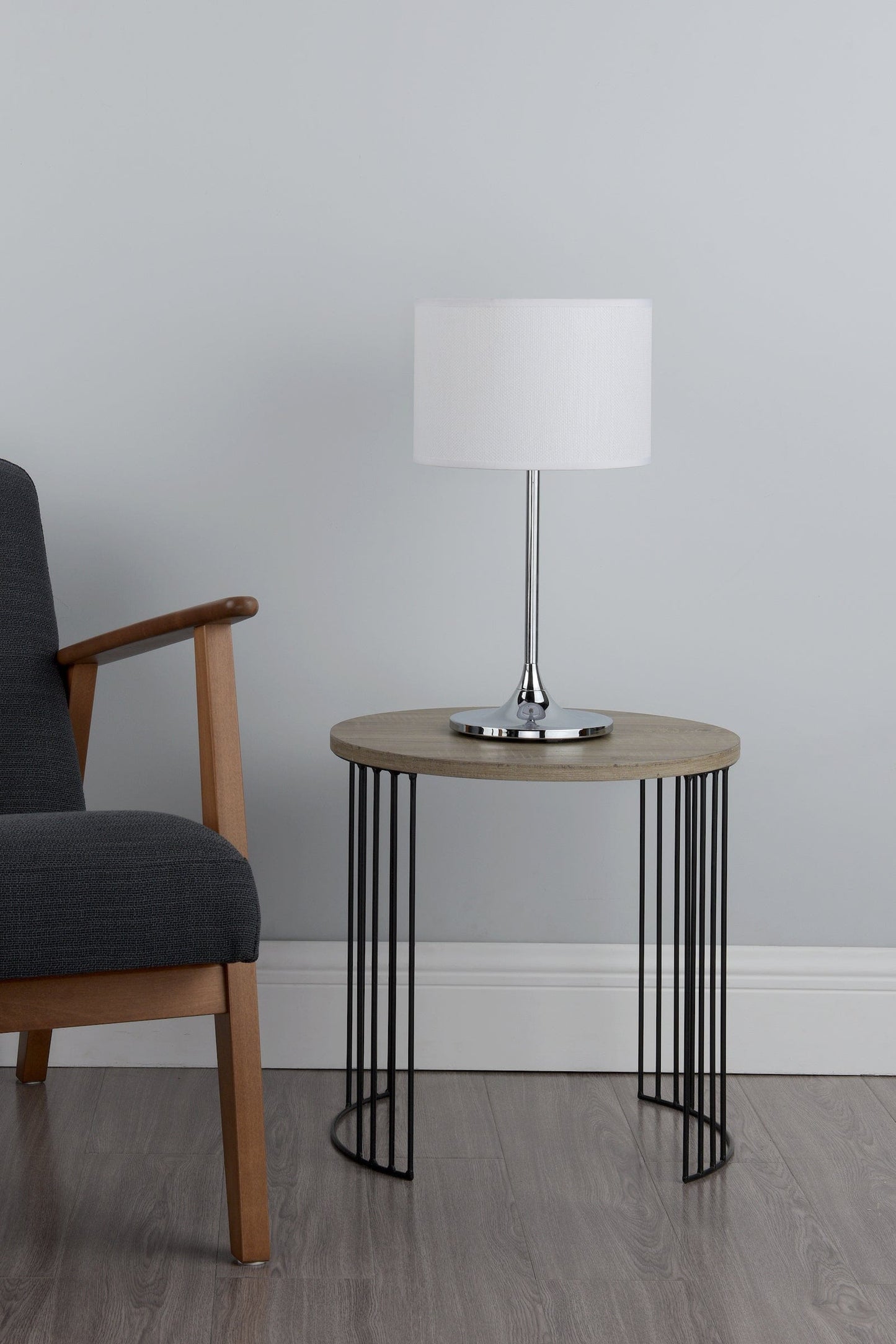 dar lighting Delta Table Lamp Polished Chrome With Shade DEL4250