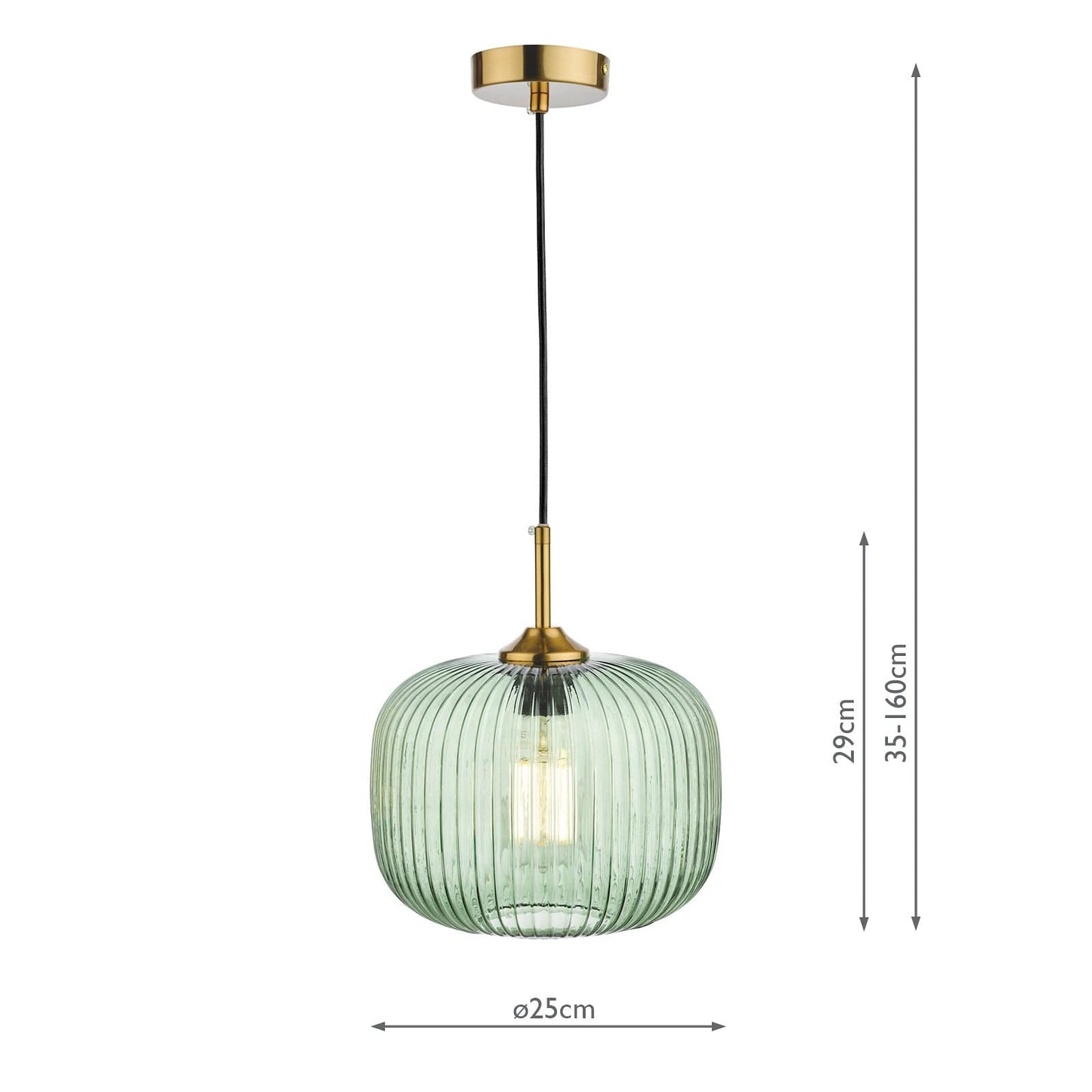 dar lighting Demarius 1 Light Pendant Green Glass Bronze Detail DEM0124
