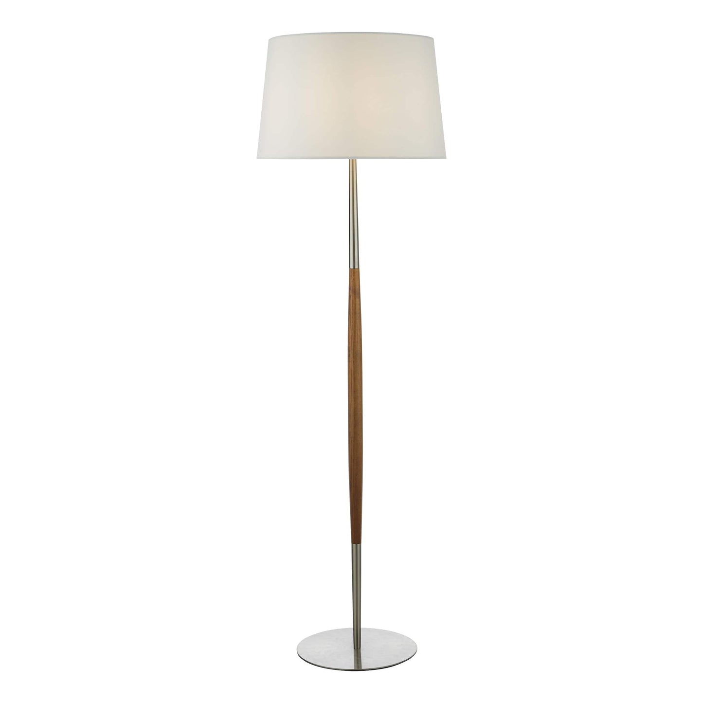 dar lighting Detroit Floor Lamp Satin Nickel Walnut Detail Base Only DET4946
