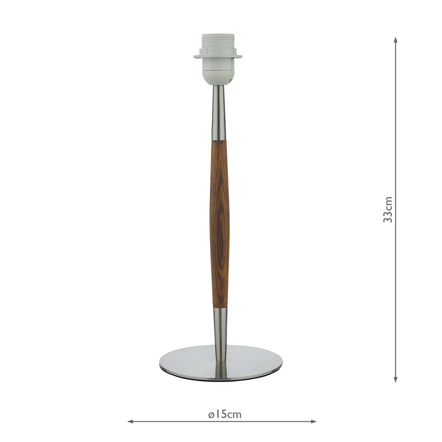 dar lighting Detroit Table Lamp Satin Nickel Walnut Detail Base Only DET4246