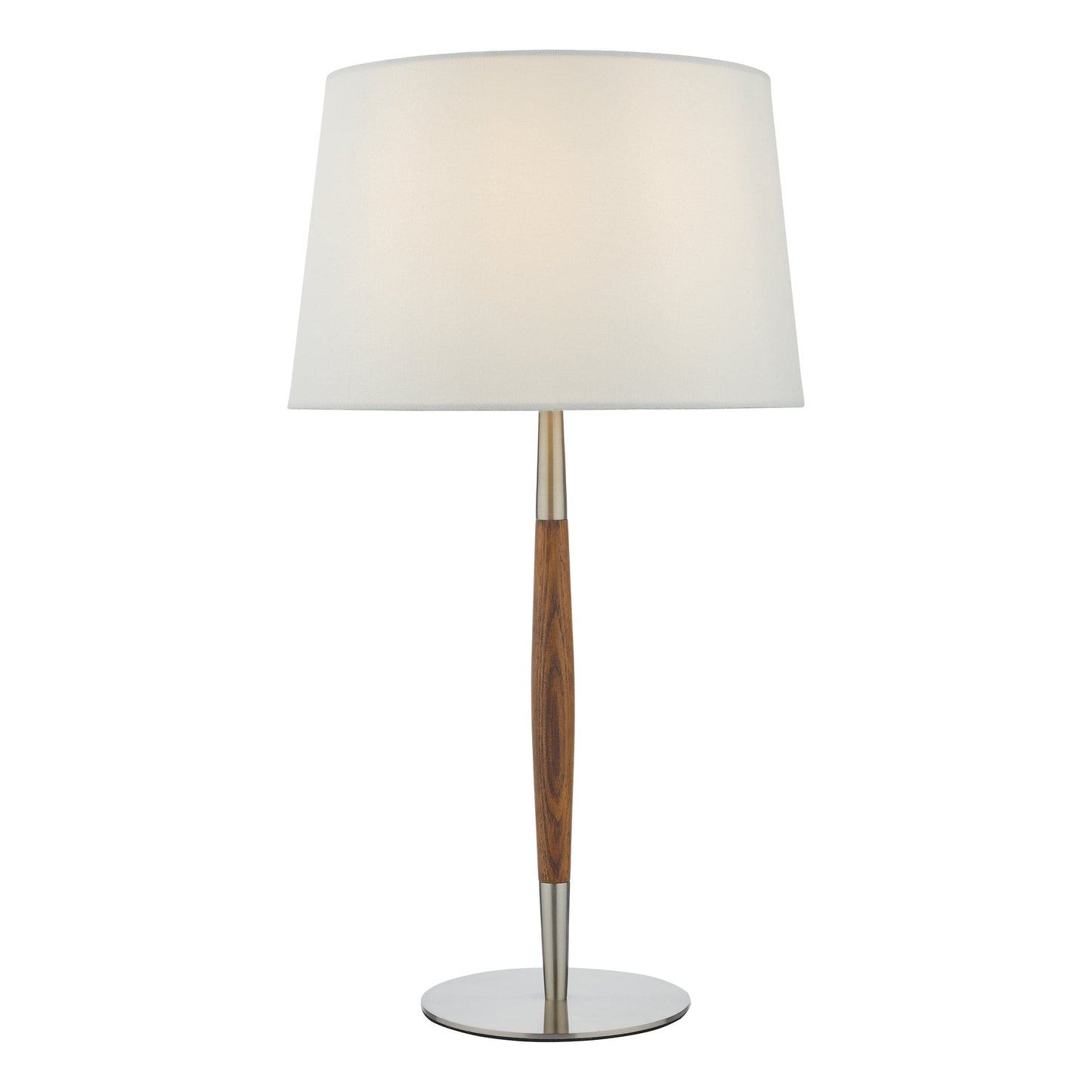 dar lighting Detroit Table Lamp Satin Nickel Walnut Detail Base Only DET4246
