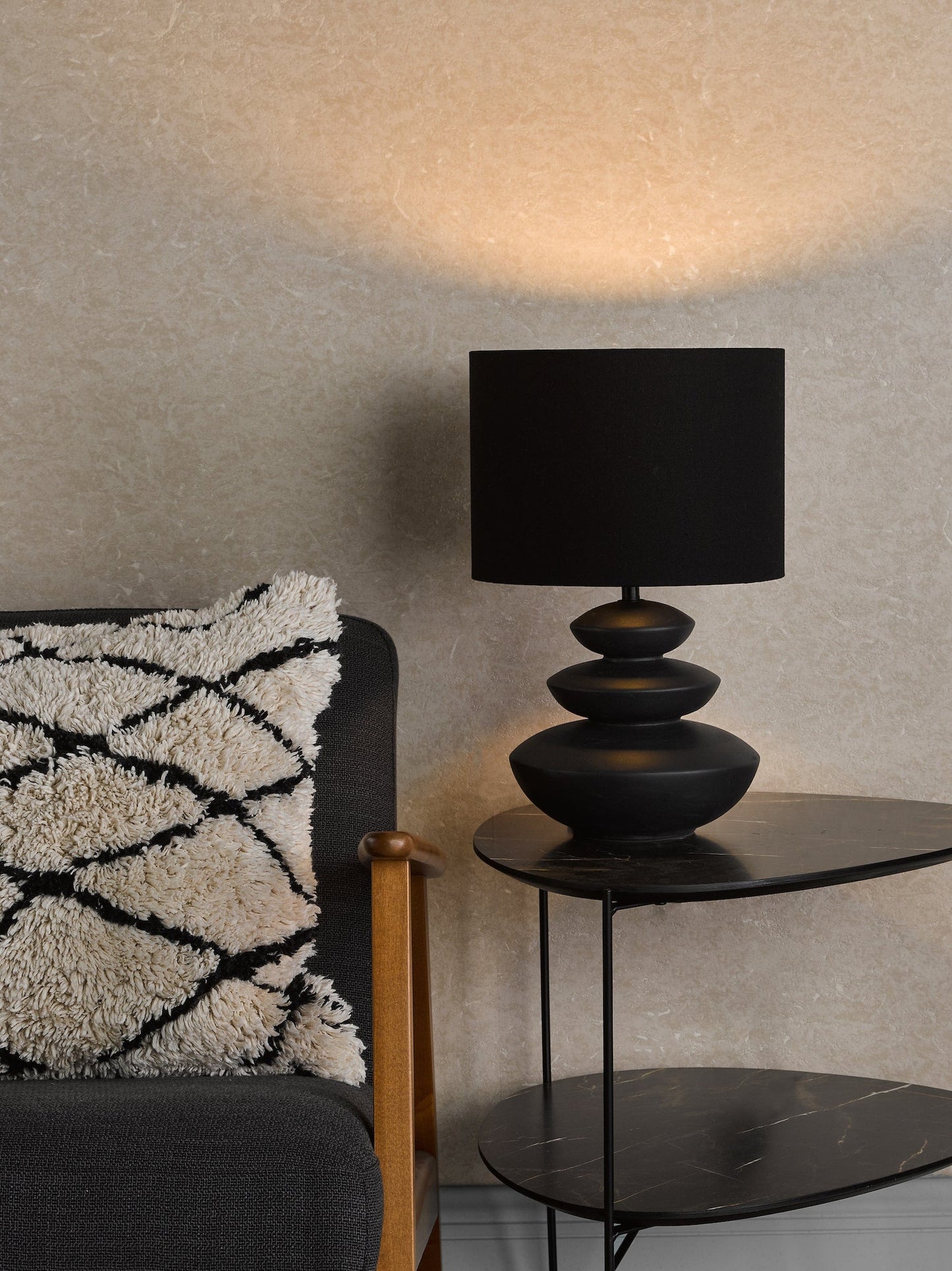 dar lighting Discus Ceramic Table Lamp Black With Shade DIS4222