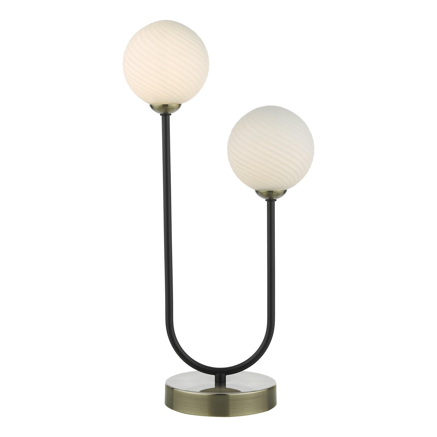 dar lighting Duo 2 Light Table Lamp Antique Brass and Opal Glass DUO4275