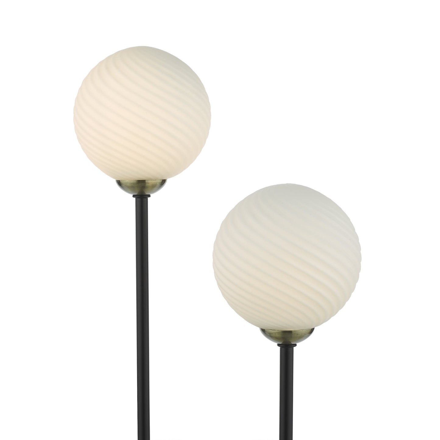dar lighting Duo 2 Light Table Lamp Antique Brass and Opal Glass DUO4275