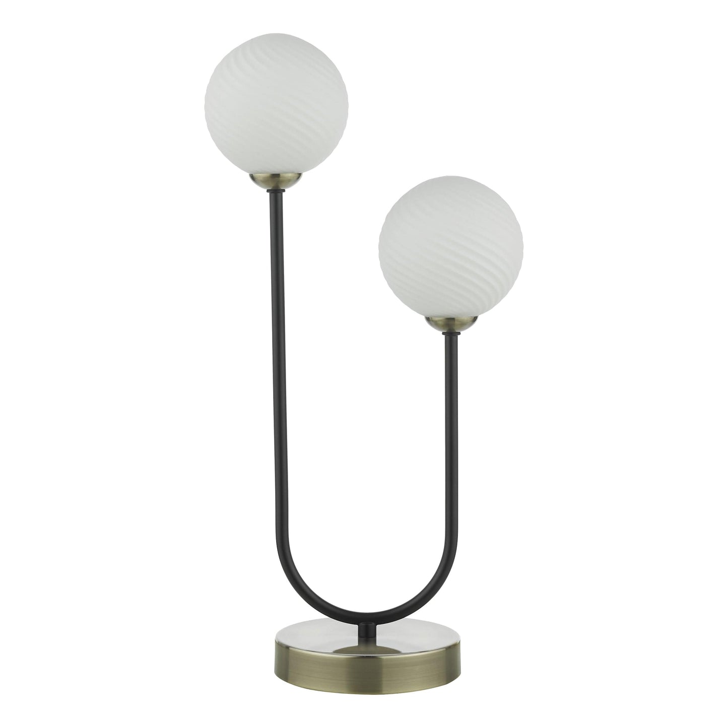 dar lighting Duo 2 Light Table Lamp Antique Brass and Opal Glass DUO4275