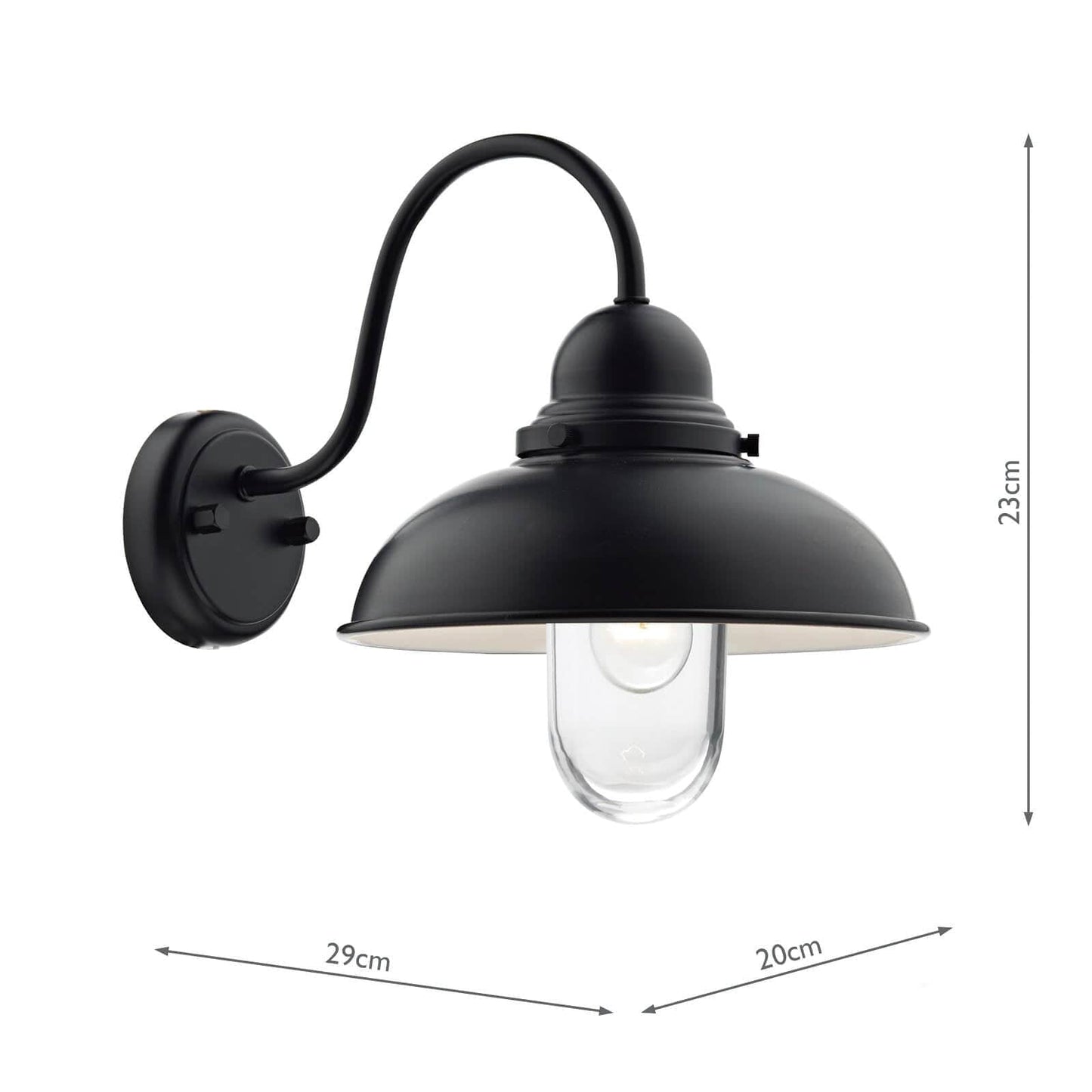 dar lighting Dynamo Outdoor Wall Light Matt Black Glass IP44 DYN0722