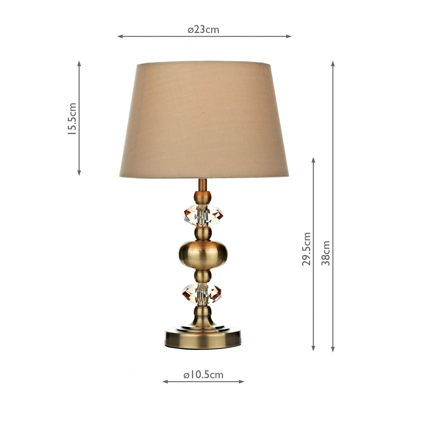 dar lighting Edith Touch Table Lamp Antique Brass complete with Shade EDI4175