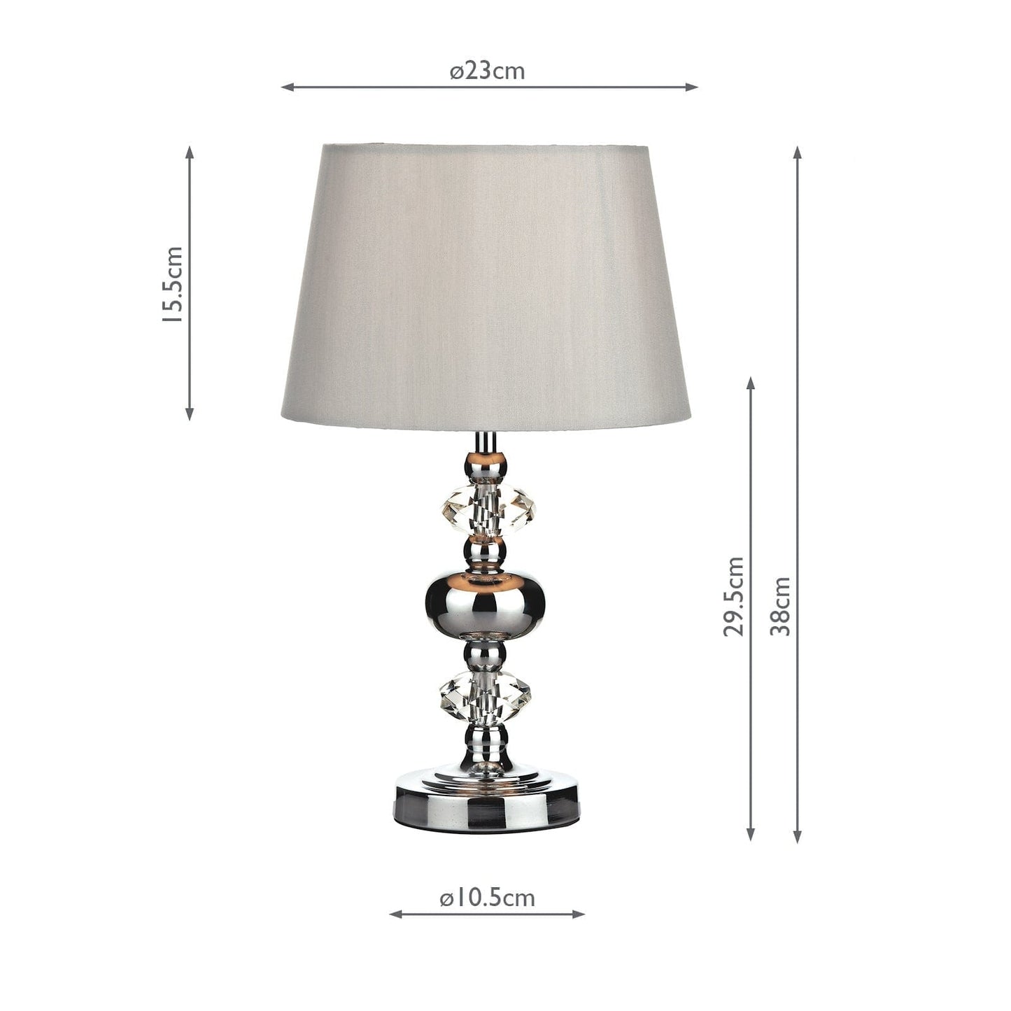 dar lighting Edith Touch Table Lamp Polished Chrome with Shade EDI4150
