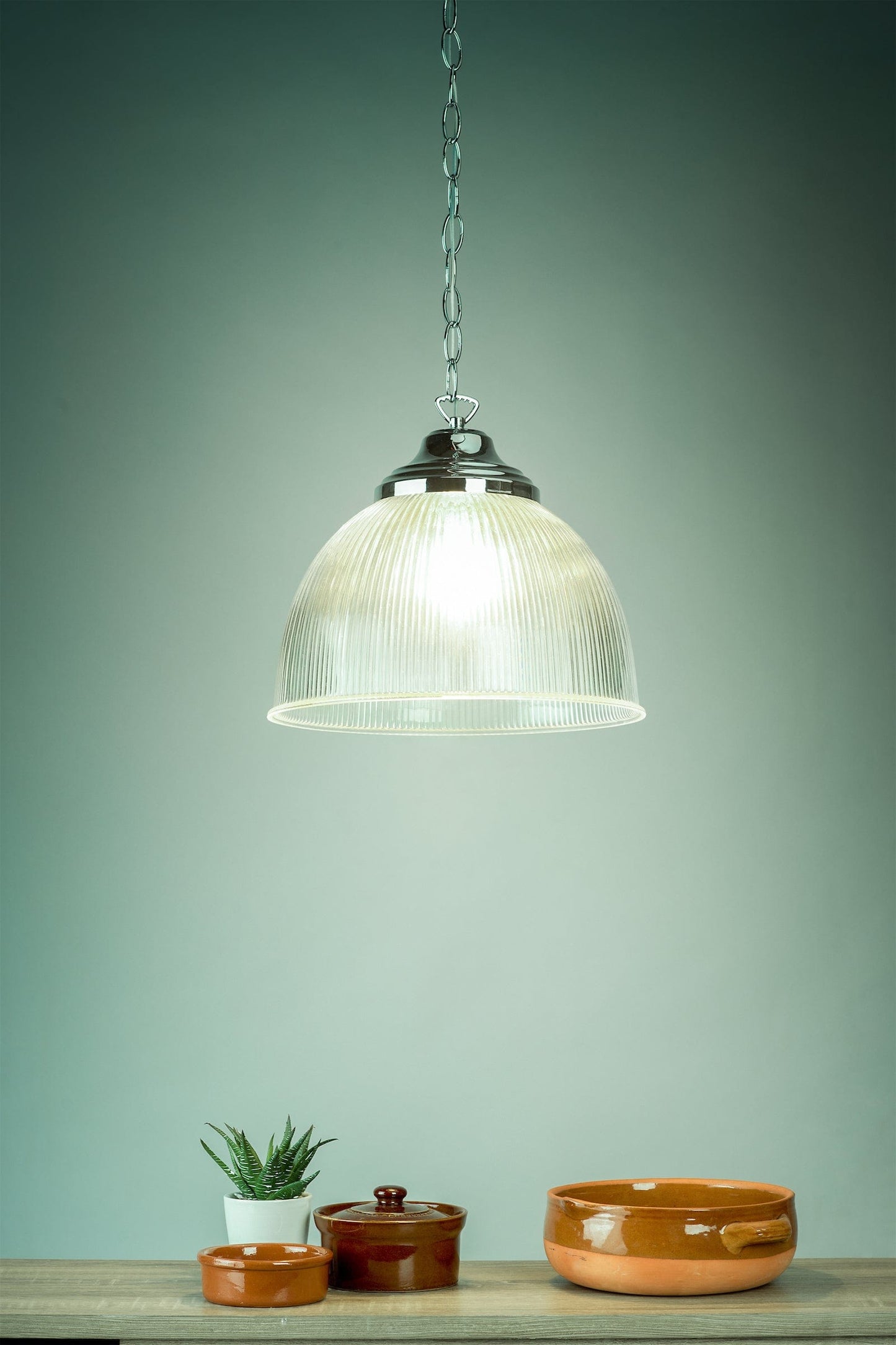 dar lighting Edna Pendant Ribbed Glass Polished Chrome EDN0108