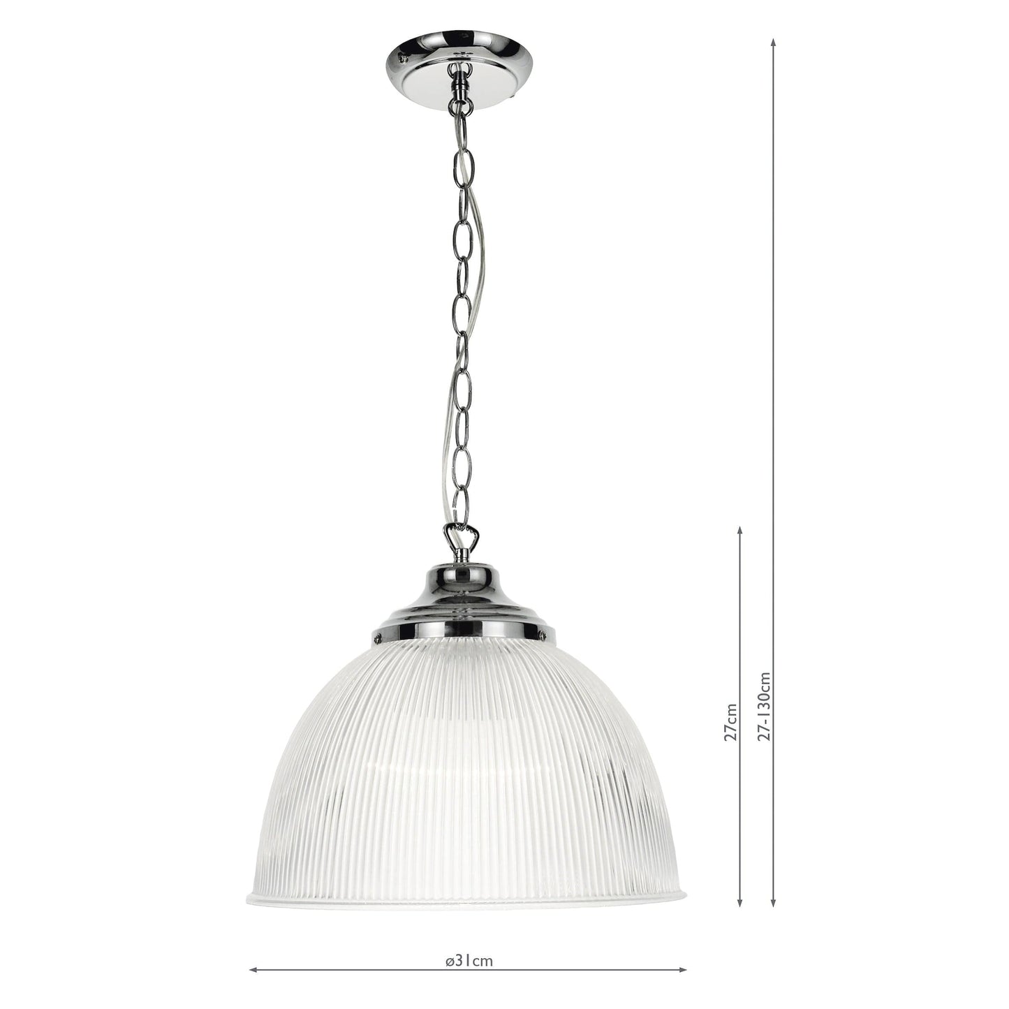 dar lighting Edna Pendant Ribbed Glass Polished Chrome EDN0108