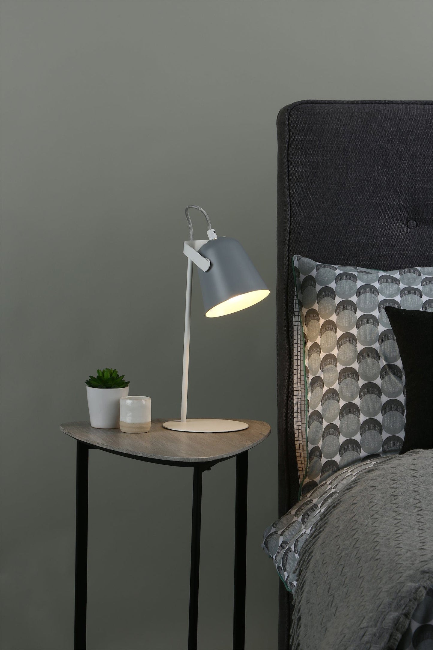 dar lighting Effie Table Lamp Soft Matt Grey and White EFF4139