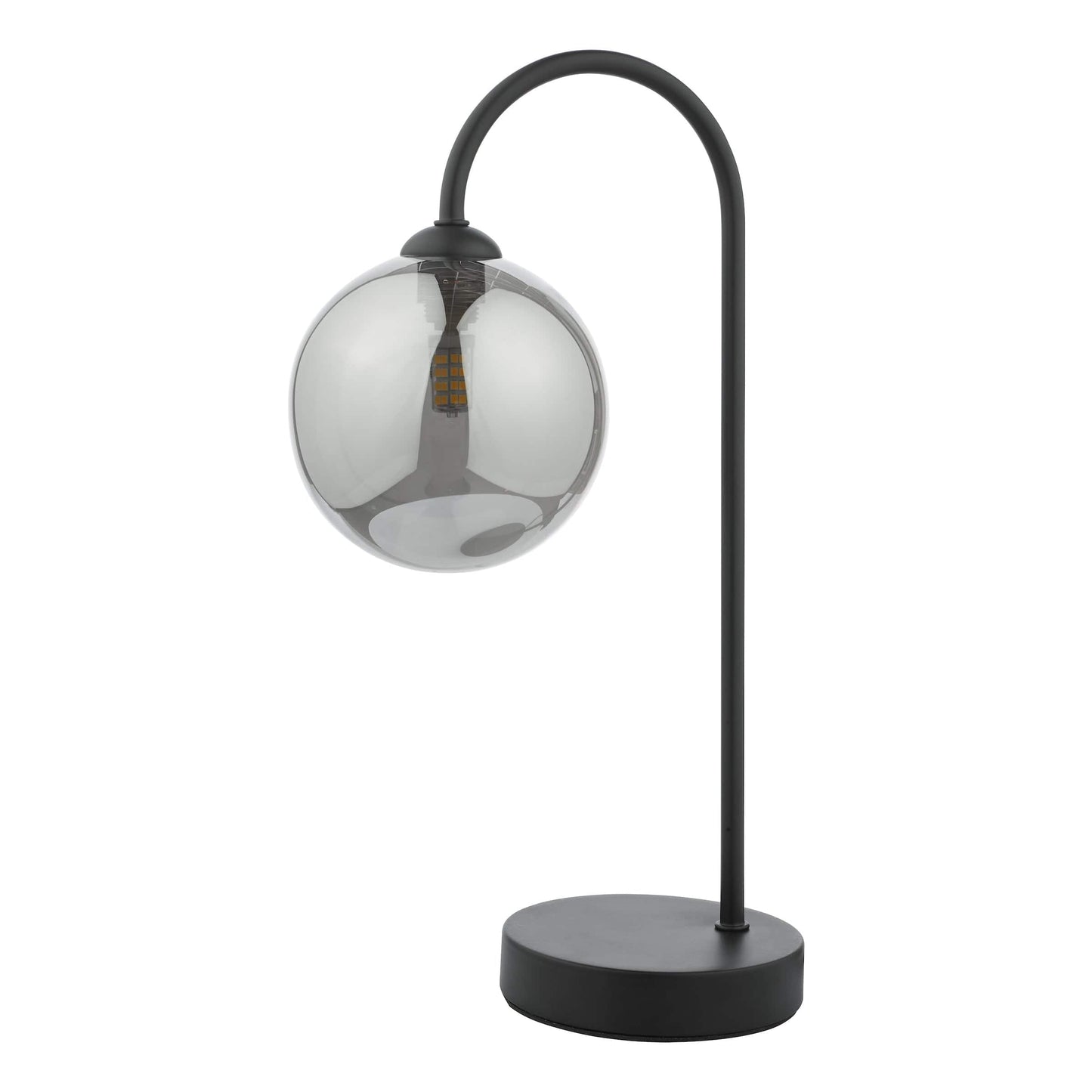 dar lighting Eissa 1 Light Touch Table Lamp Matt Black Smoked Glass EIS4122