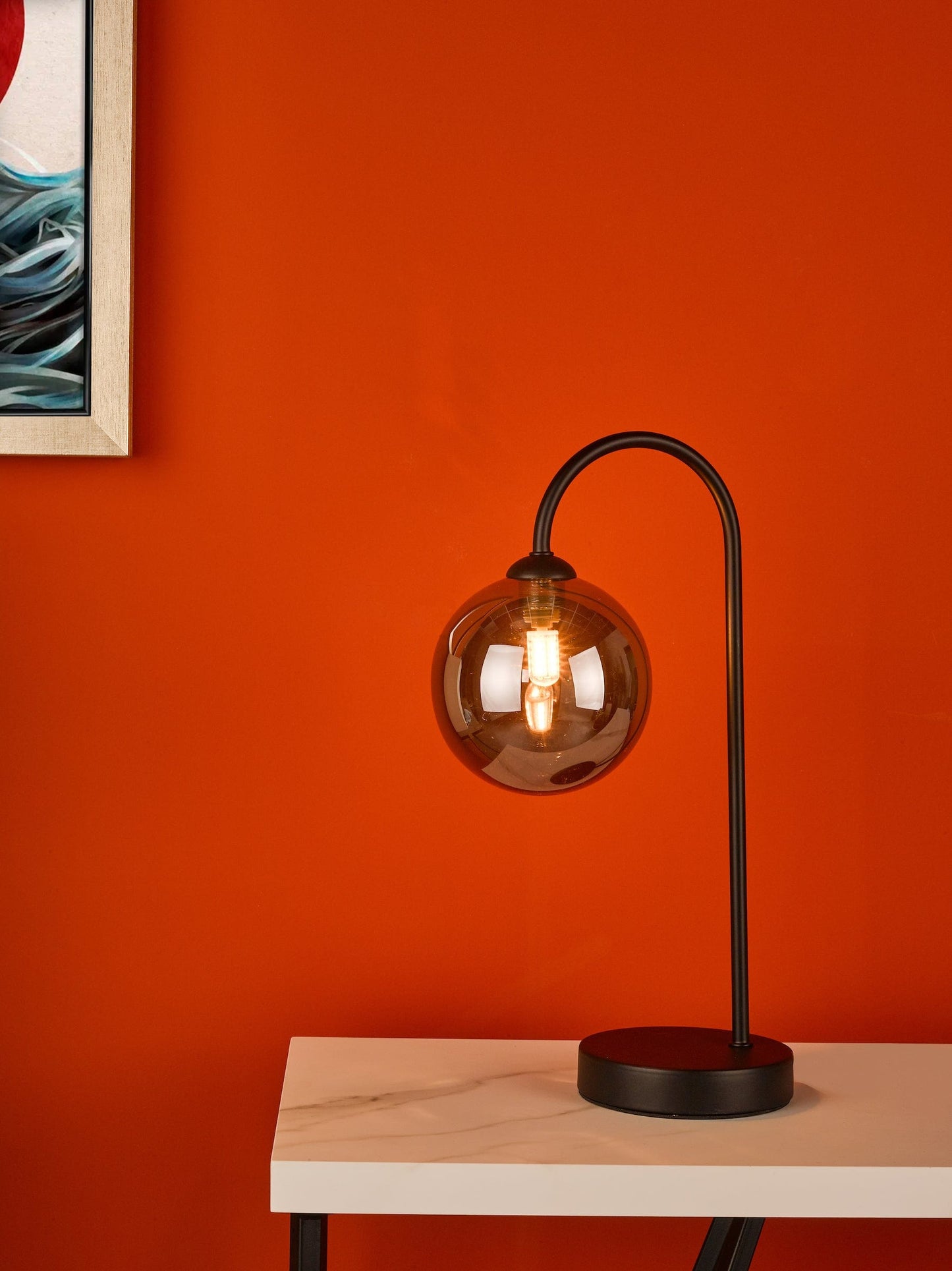 dar lighting Eissa 1 Light Touch Table Lamp Matt Black Smoked Glass EIS4122