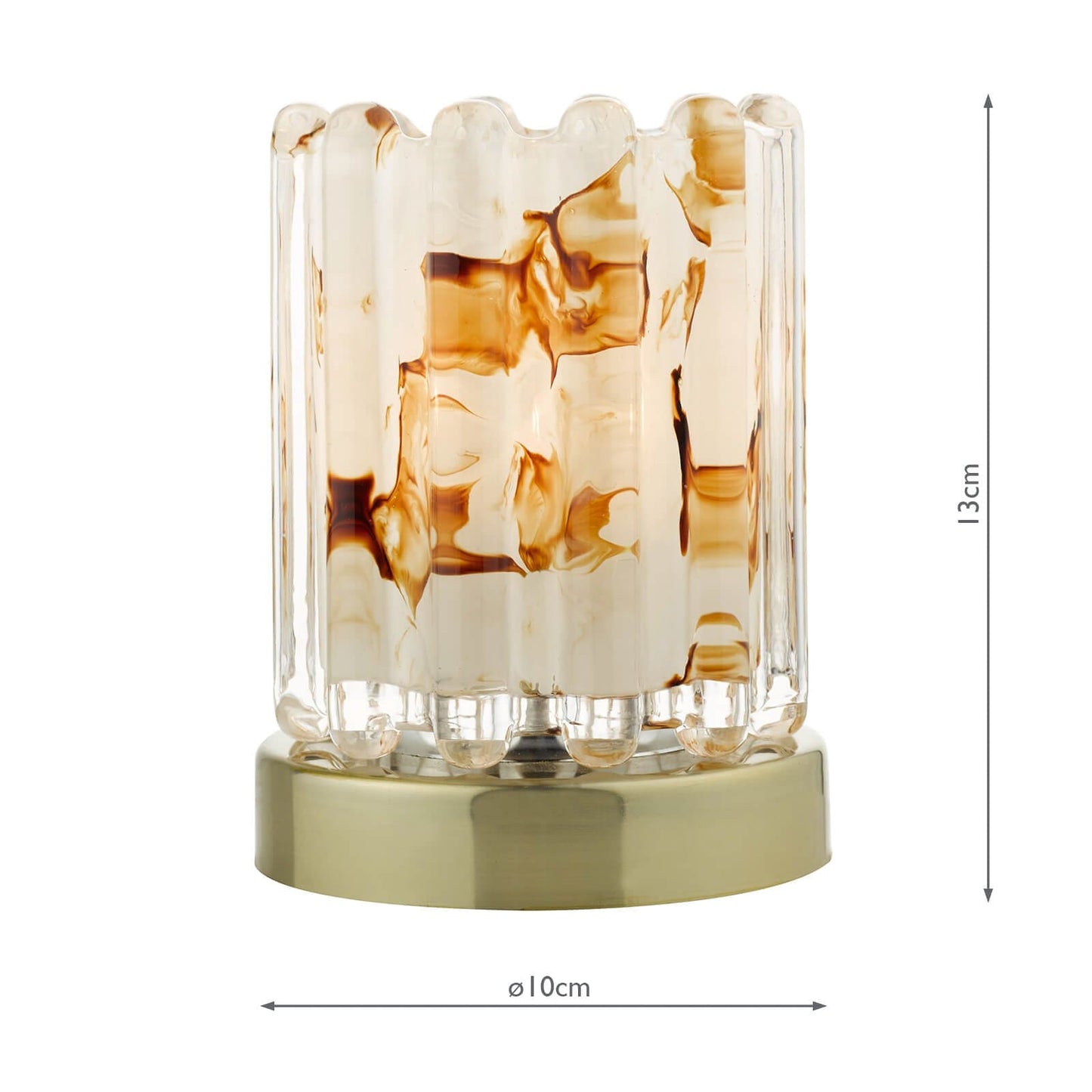 dar lighting Elf Touch Table Lamp Antique Brass With Ribbed Amber Glass ELF4175