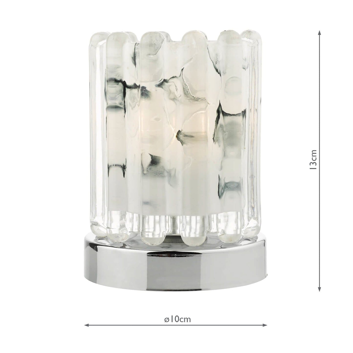 dar lighting Elf Touch Table Lamp Polished Chrome With Ribbed Glass ELF4150