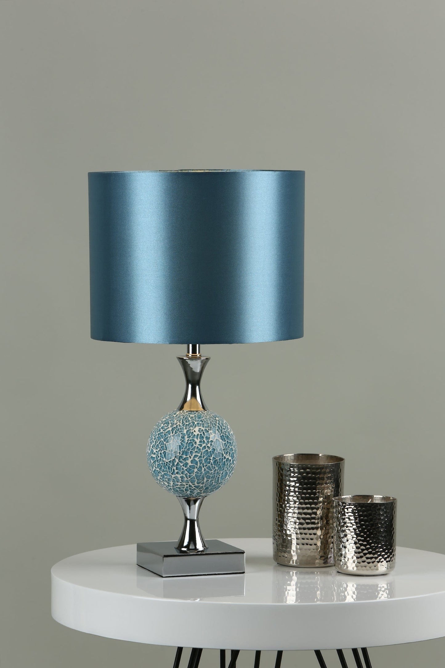 dar lighting Elsa Table Lamp Blue Mosaic With Shade ELS4223
