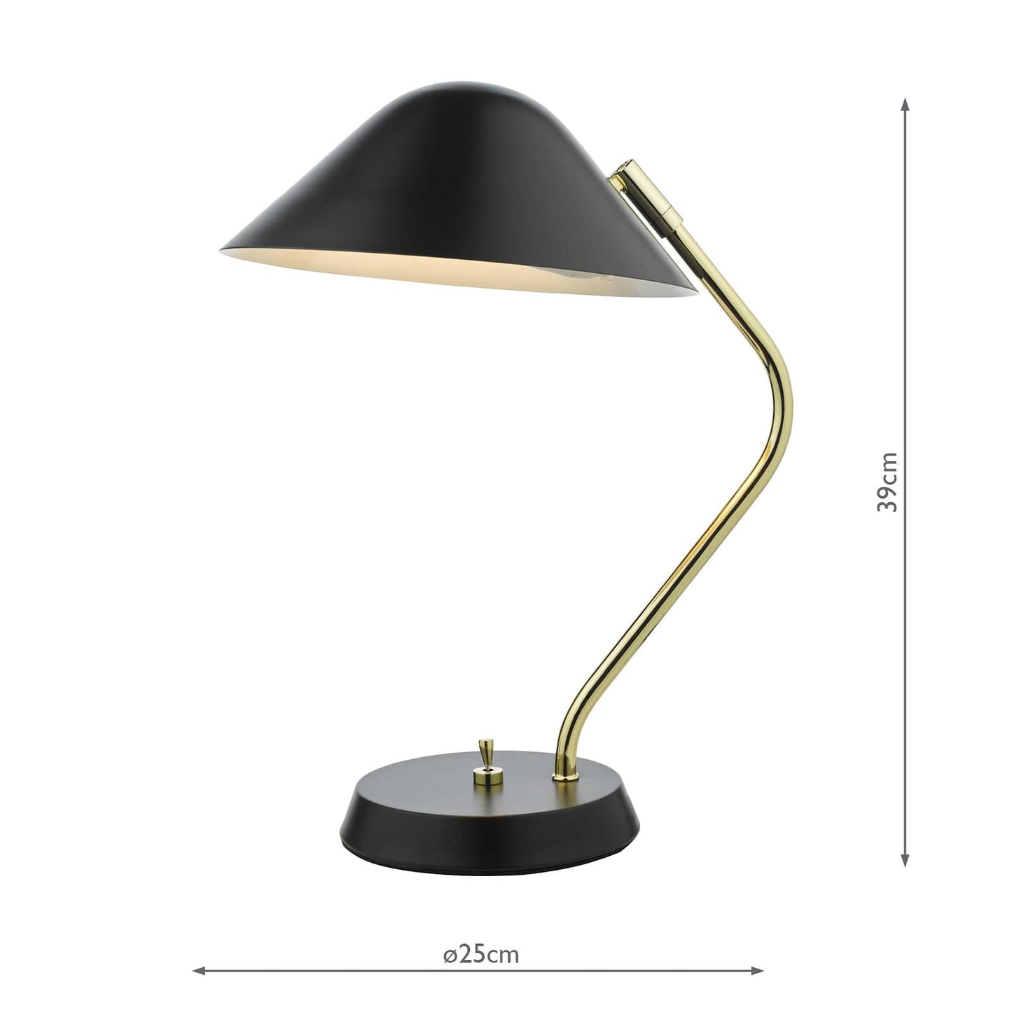 dar lighting Erna Task Table Lamp Polished Brass Satin Black ERN4122