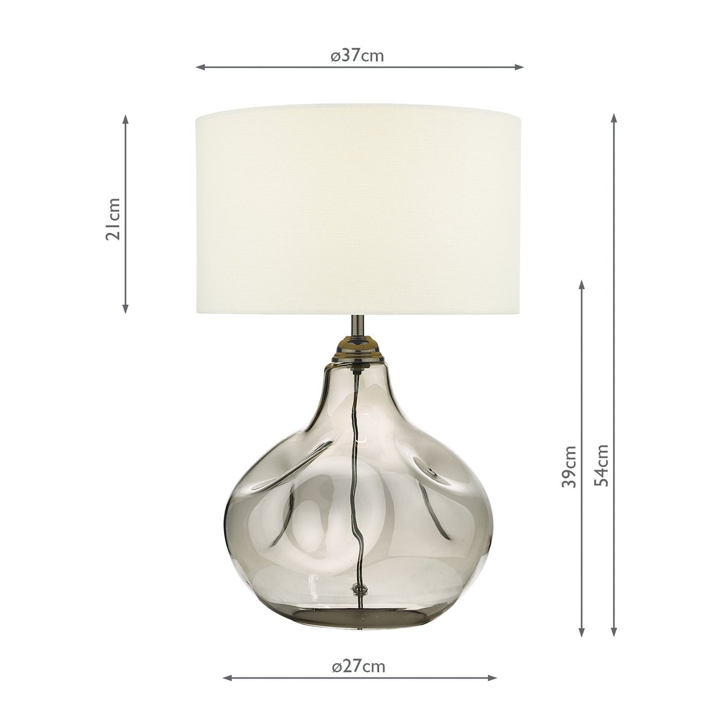 dar lighting Esarosa Table Lamp Smoked Glass with White Linen Shade ESA4210