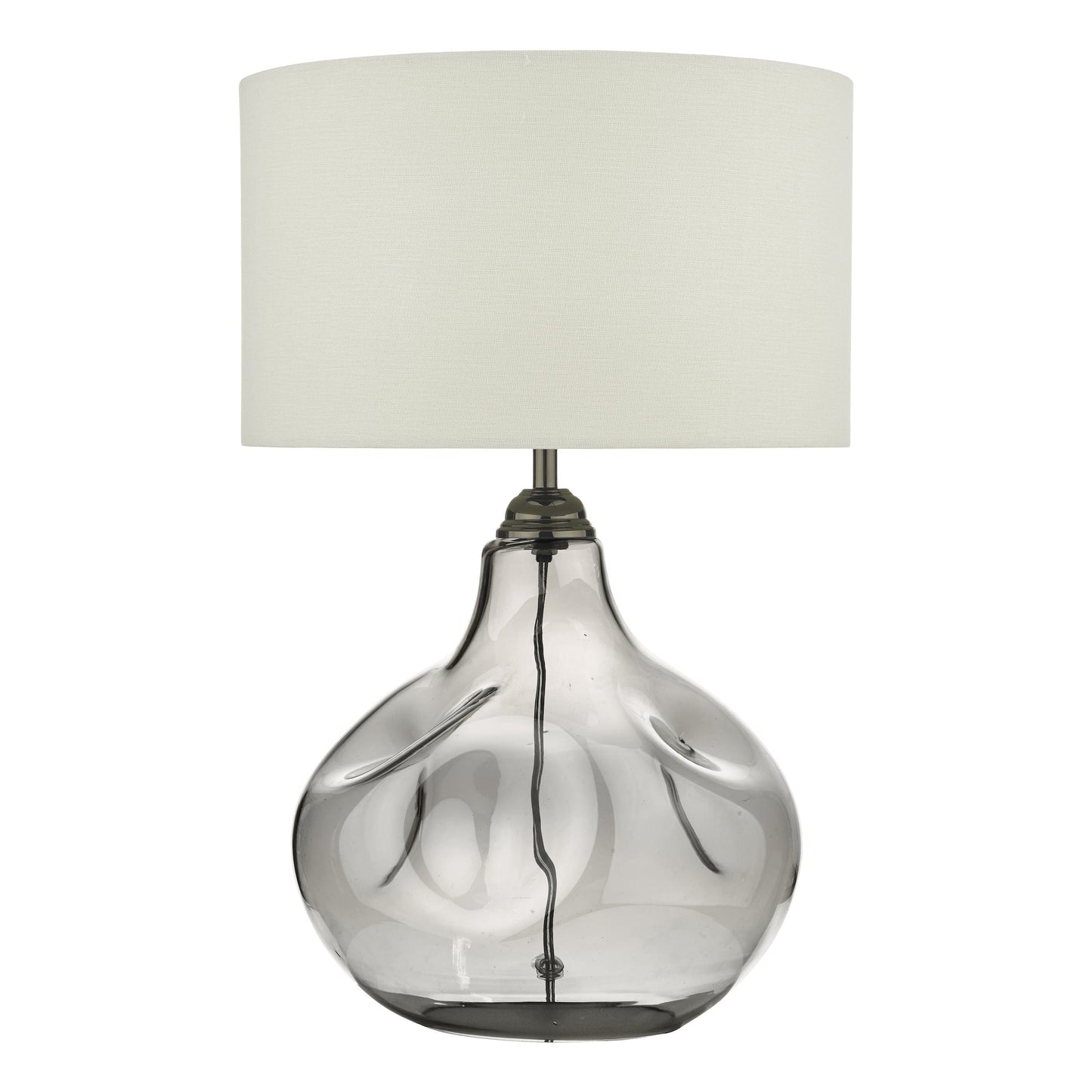 dar lighting Esarosa Table Lamp Smoked Glass with White Linen Shade ESA4210