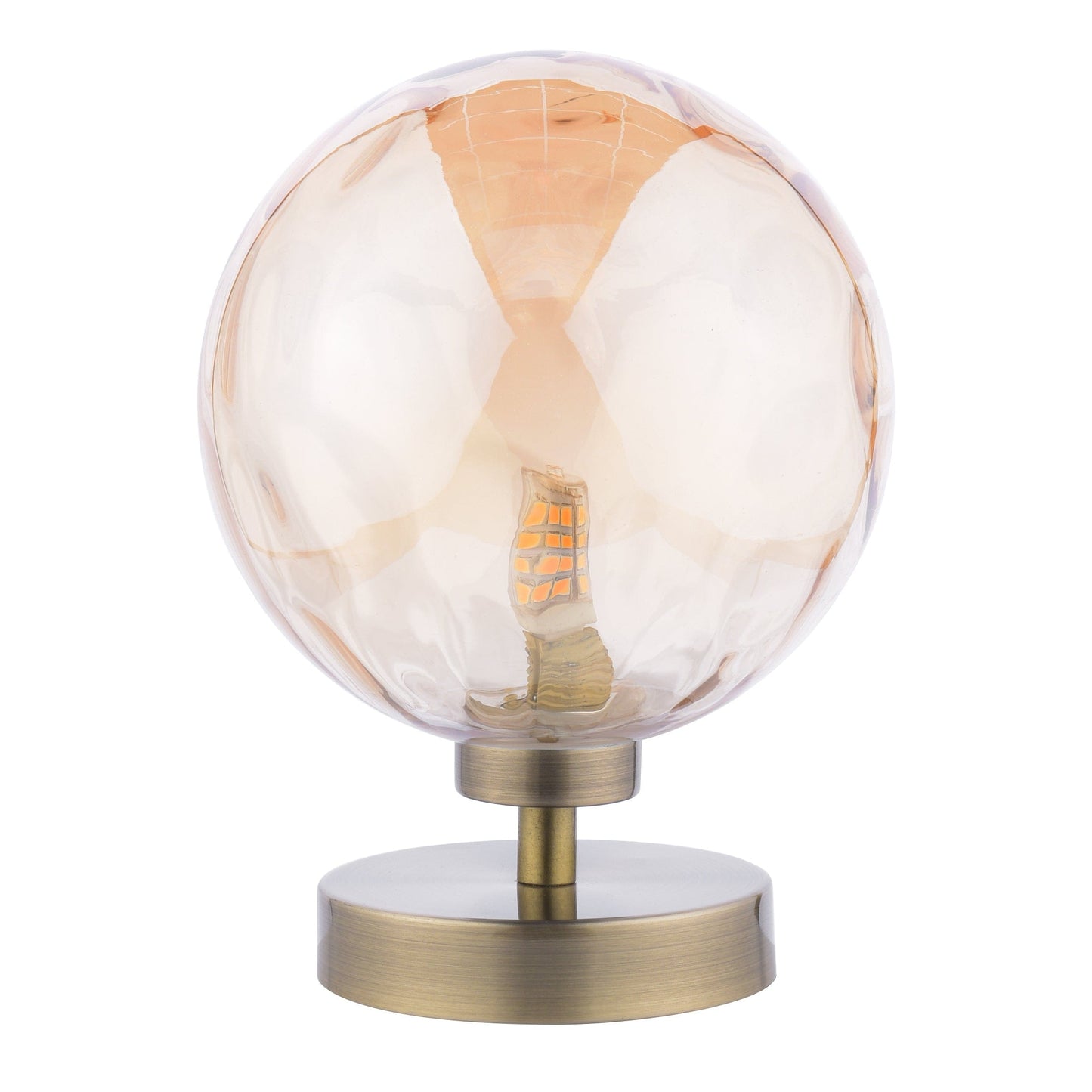 dar lighting Esben Table Lamp Antique Brass Amber Dimpled Glass ESB4175-11