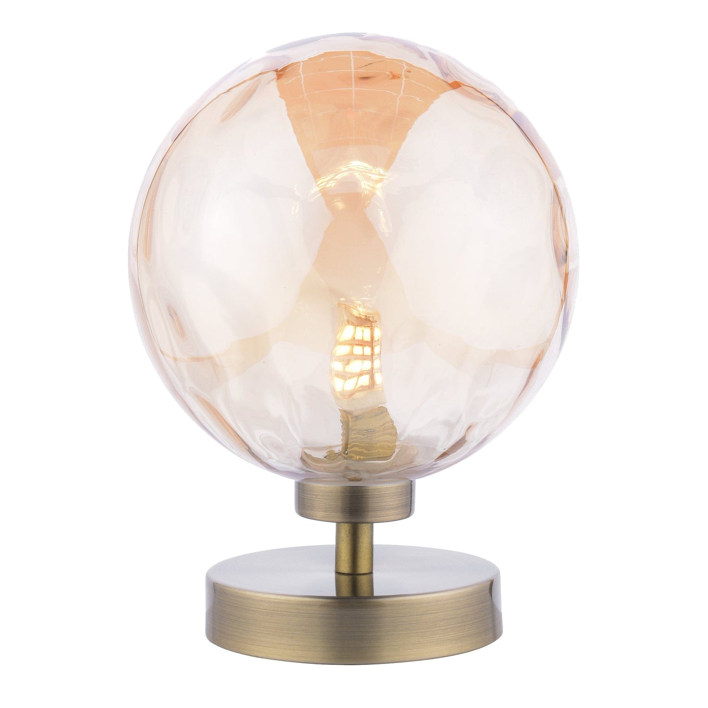 dar lighting Esben Table Lamp Antique Brass Amber Dimpled Glass ESB4175-11