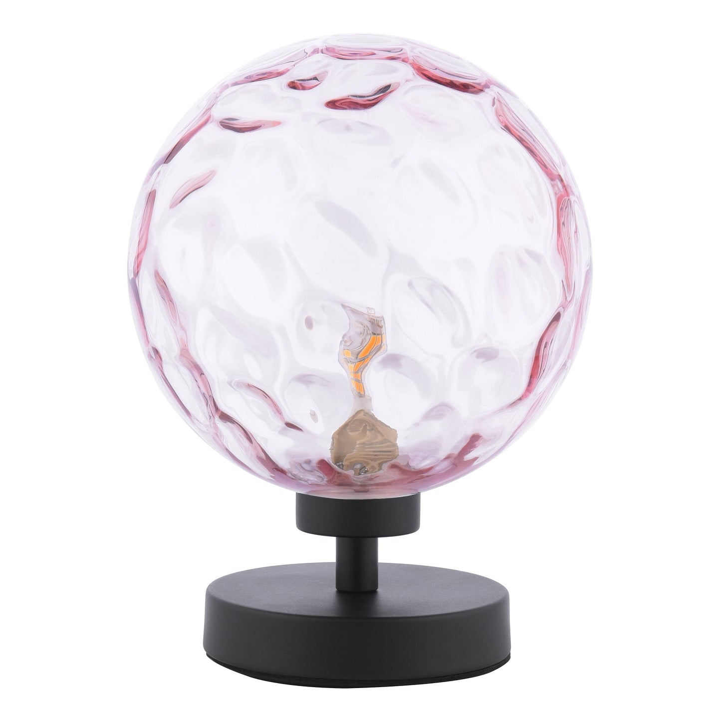 dar lighting Esben Table Lamp Matt Black Pink Dimpled Glass ESB4122-13