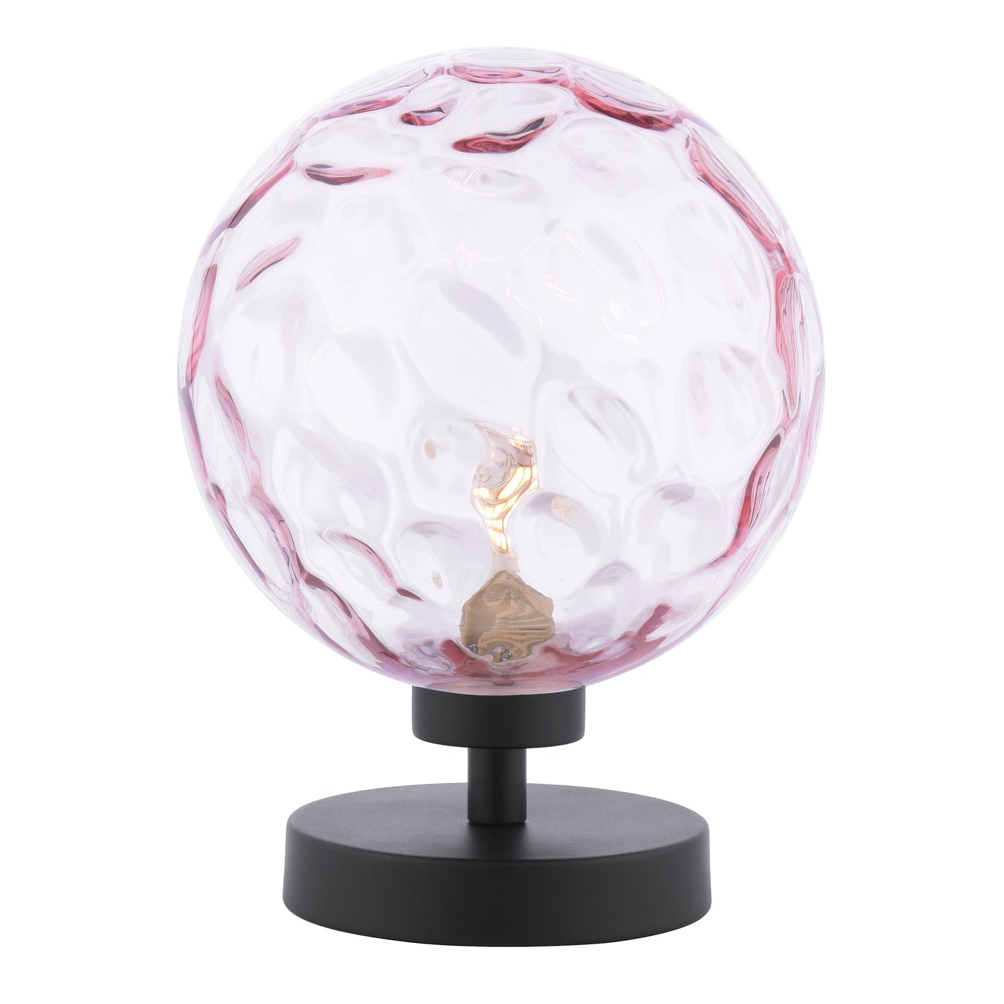 dar lighting Esben Table Lamp Matt Black Pink Dimpled Glass ESB4122-13