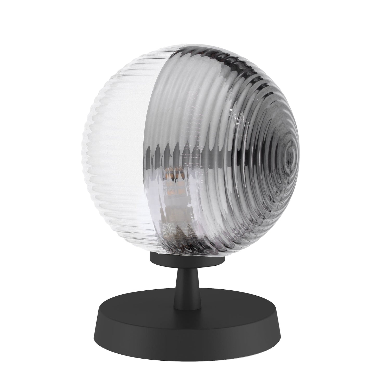 dar lighting Esben Table Lamp Matt Black & Smoked/Clear Ribbed Glass ESB4122-19