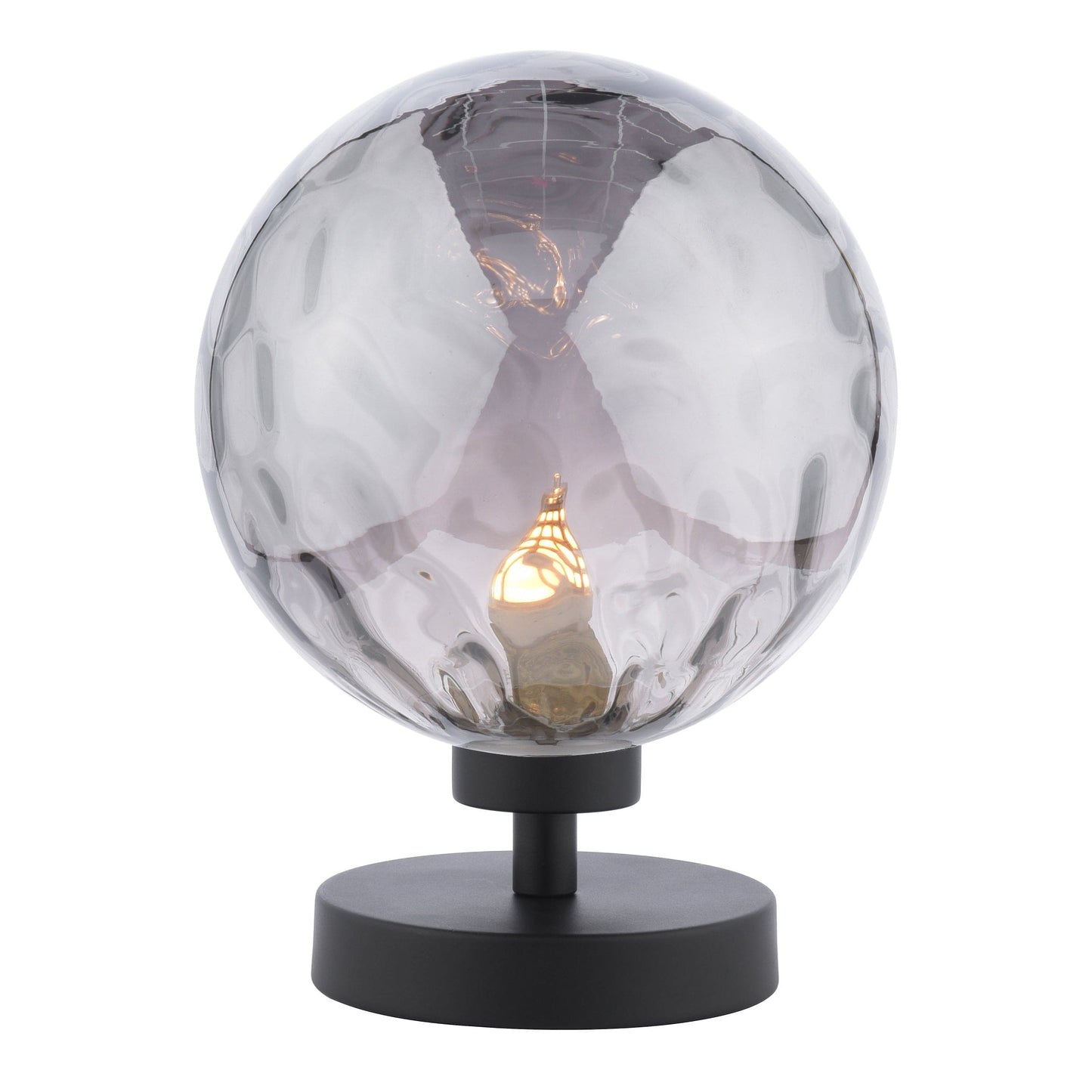dar lighting Esben Table Lamp Matt Black Smoked Dimpled Glass ESB4122-10