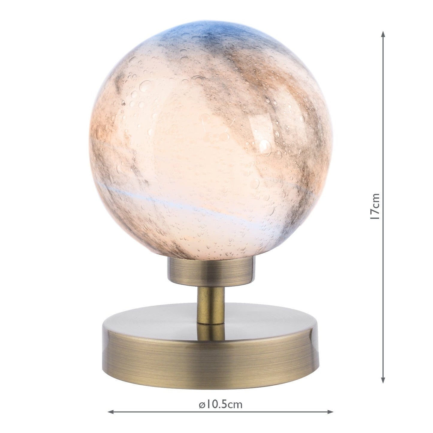 dar lighting Esben Touch Table Lamp Antique Brass With Planet Glass ESB4175-07