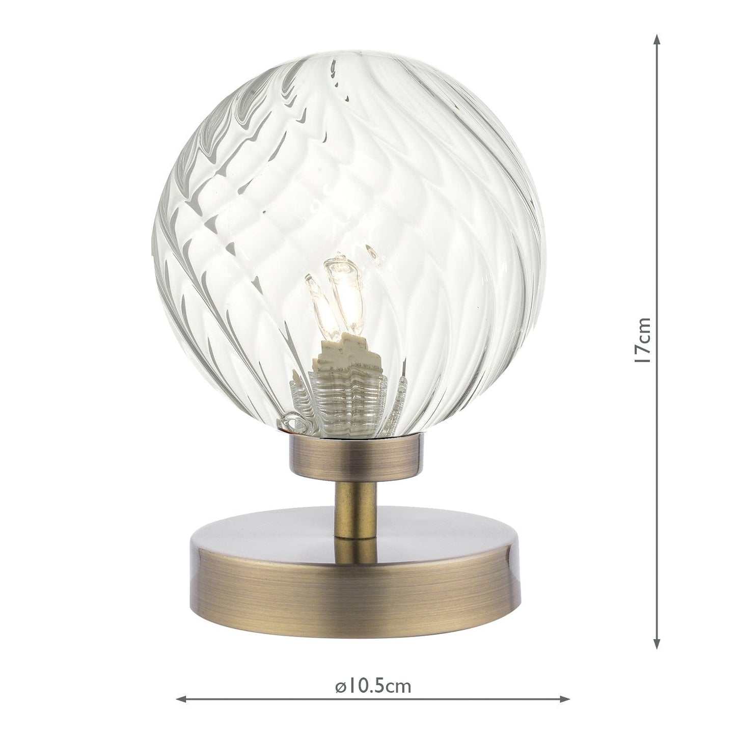 dar lighting Esben Touch Table Lamp Antique Brass With Twisted Glass ESB4175-03