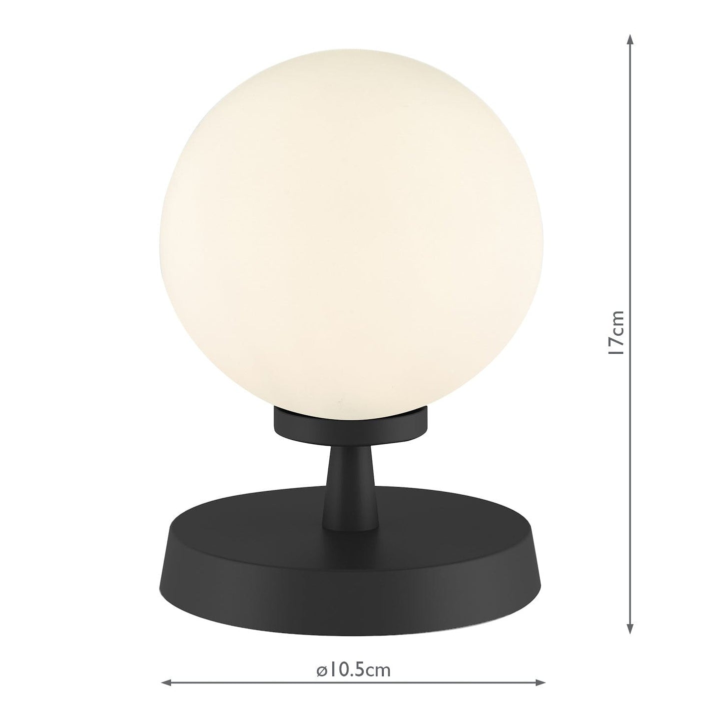 dar lighting Esben Touch Table Lamp Matt Black With Opal Glass ESB4122-02