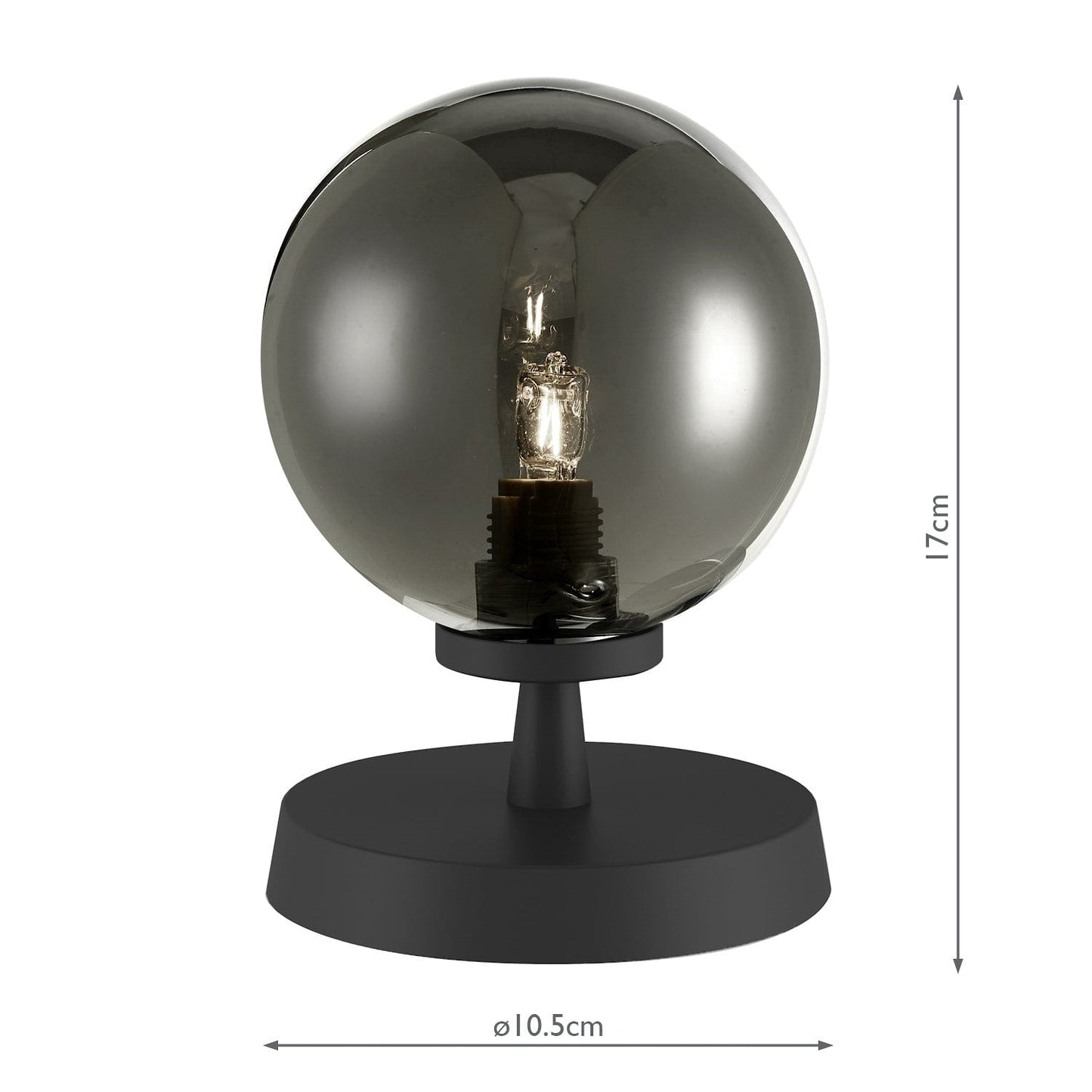 dar lighting Esben Touch Table Lamp Matt Black With Smoked Glass ESB4122-01