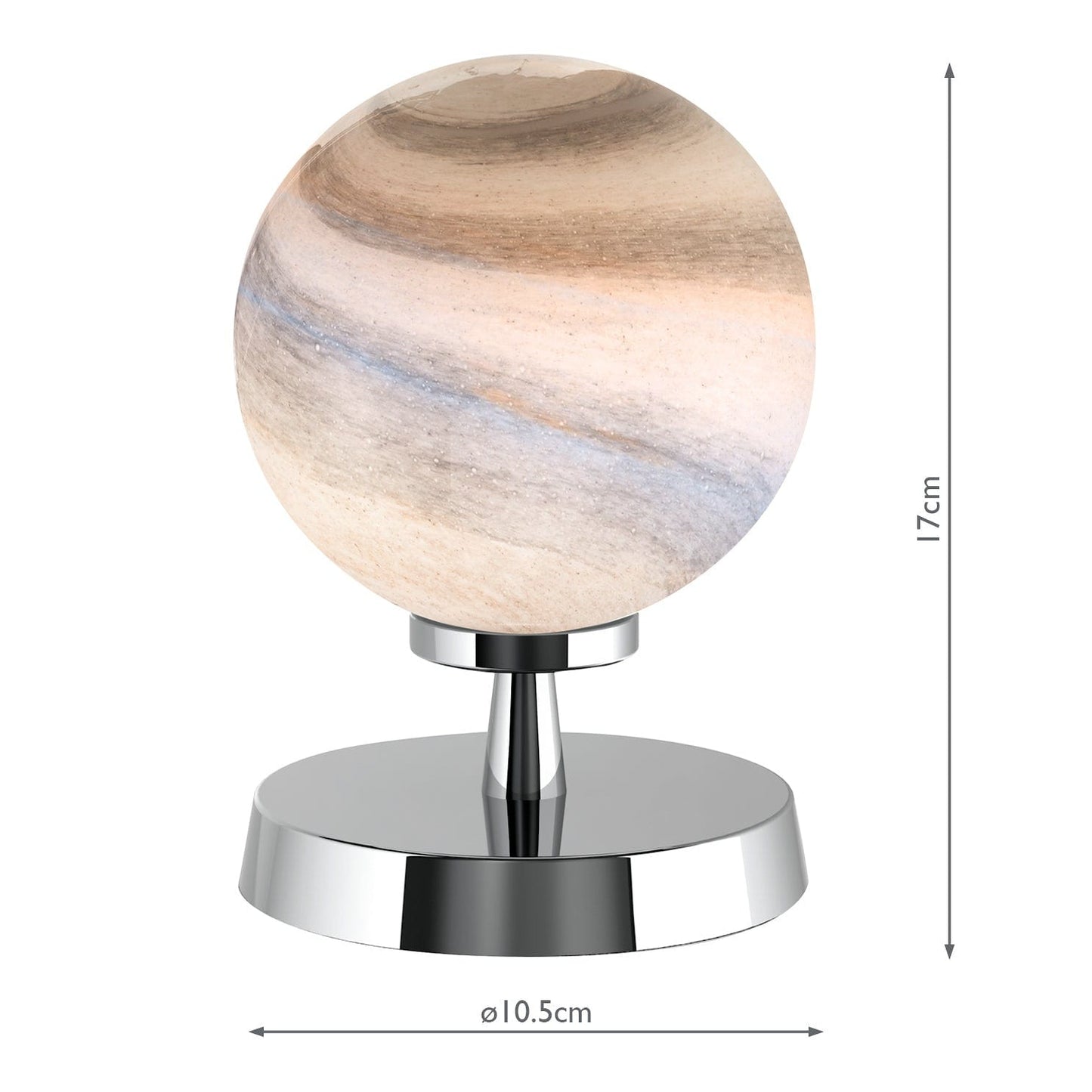 dar lighting Esben Touch Table Lamp Polished Chrome With Planet Glass ESB4150-07