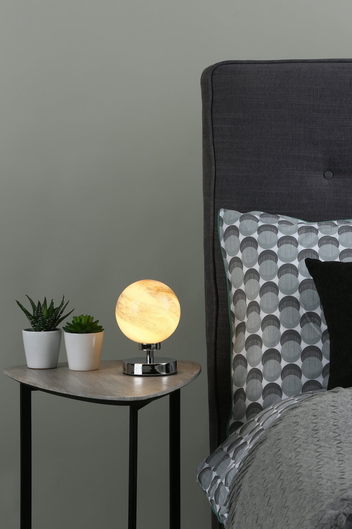 dar lighting Esben Touch Table Lamp Polished Chrome With Planet Glass ESB4150-07