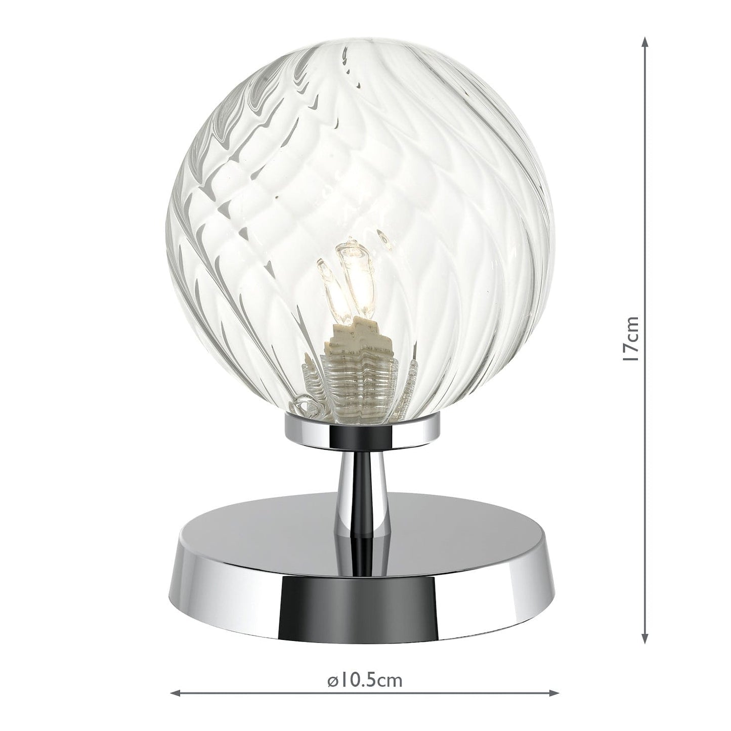 dar lighting Esben Touch Table Lamp Polished Chrome With Twisted Glass ESB4150-03