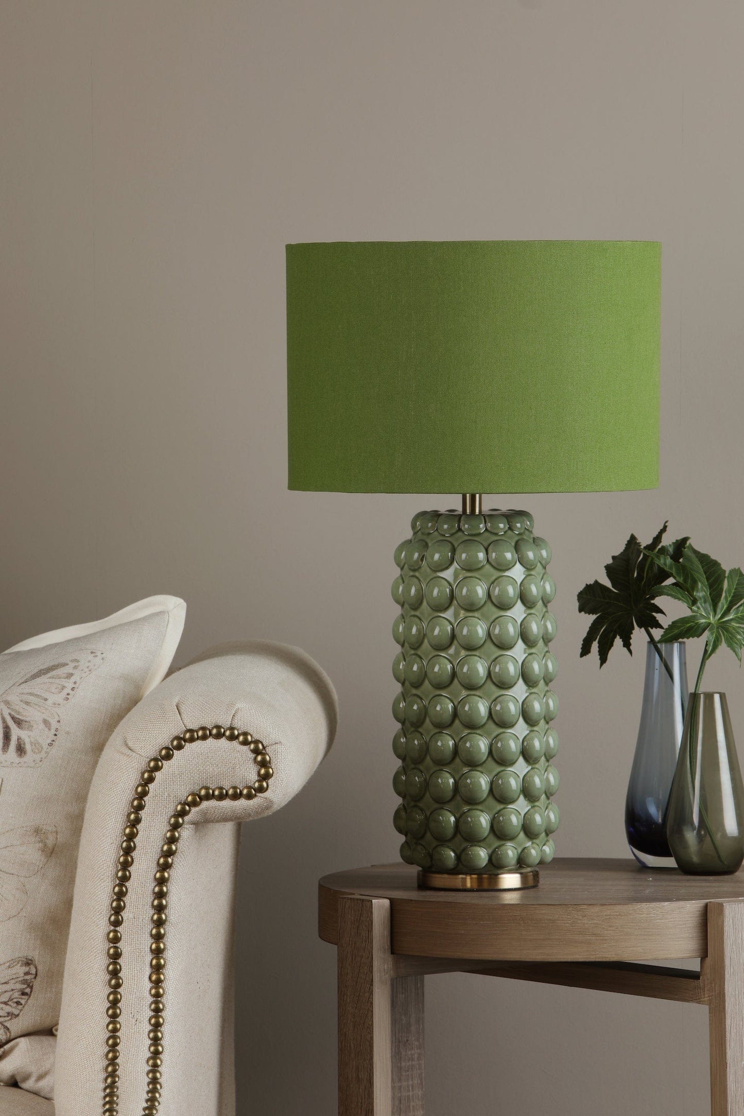 dar lighting Etzel Table Lamp Green Antique Brass With Shade ETZ4224
