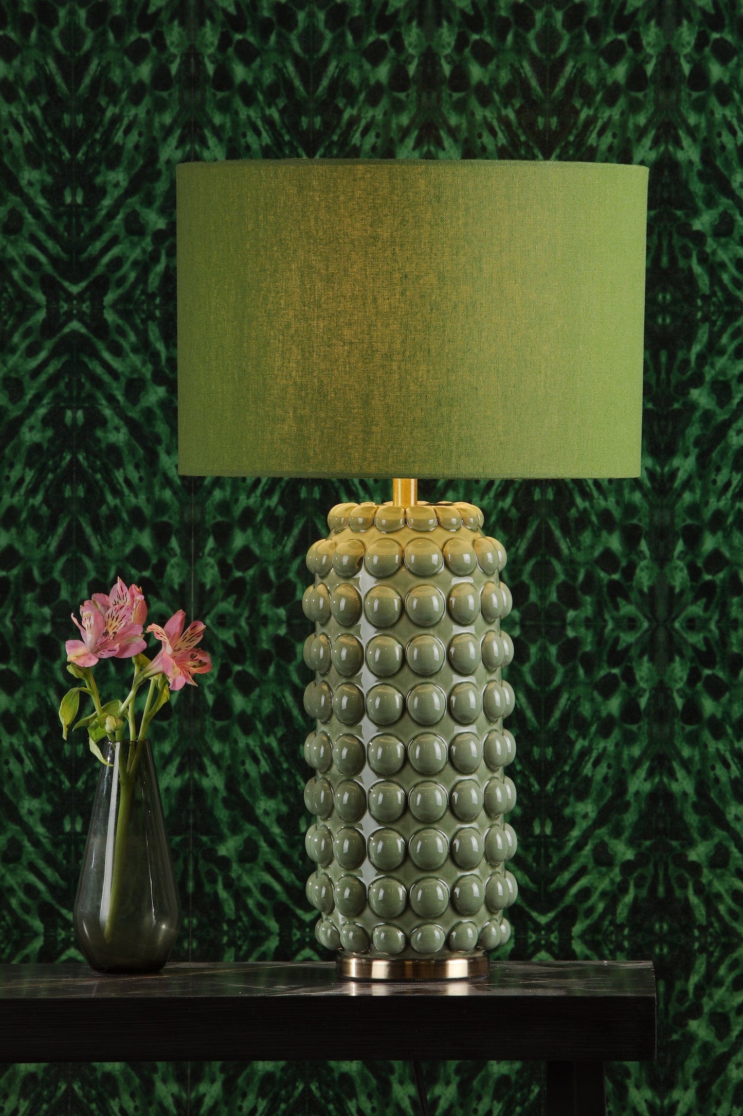 dar lighting Etzel Table Lamp Green Antique Brass With Shade ETZ4224