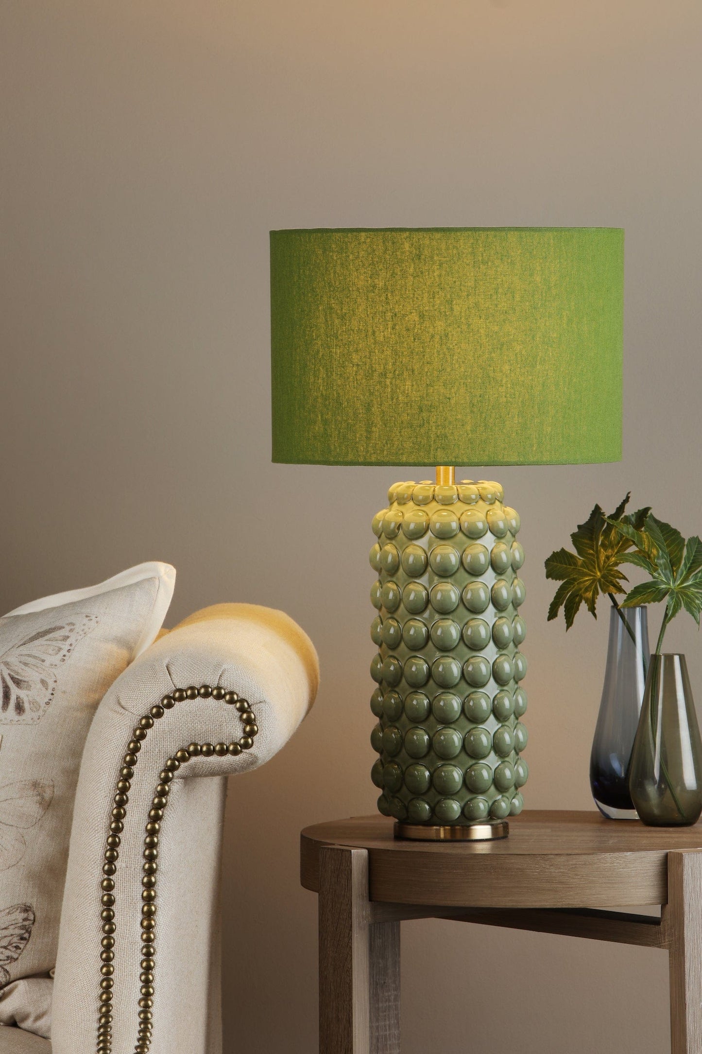 dar lighting Etzel Table Lamp Green Antique Brass With Shade ETZ4224