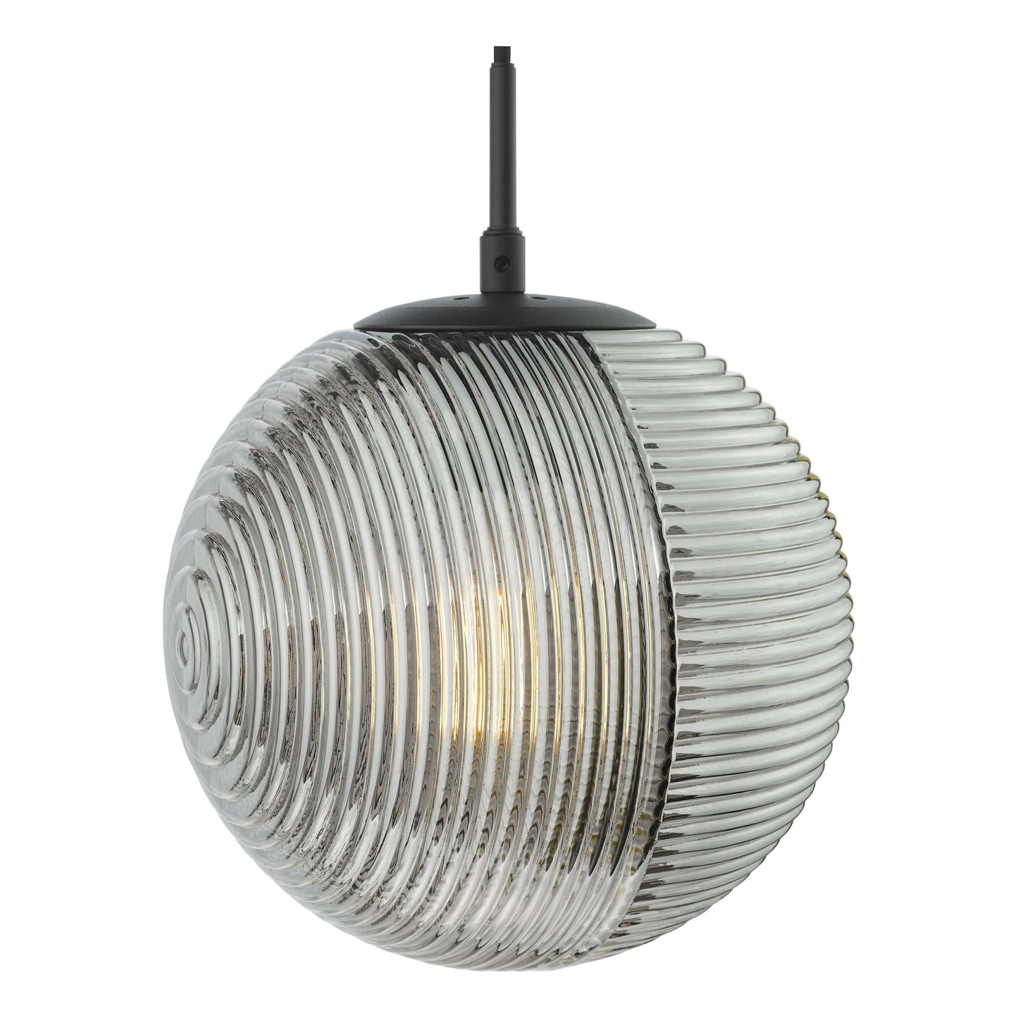 dar lighting Evander Single Pendant Matt Black and Smoked Glass EVA0122