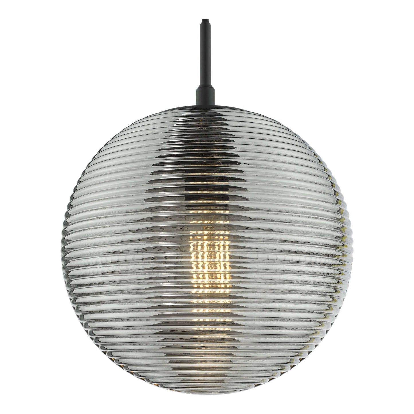 dar lighting Evander Single Pendant Matt Black and Smoked Glass EVA0122
