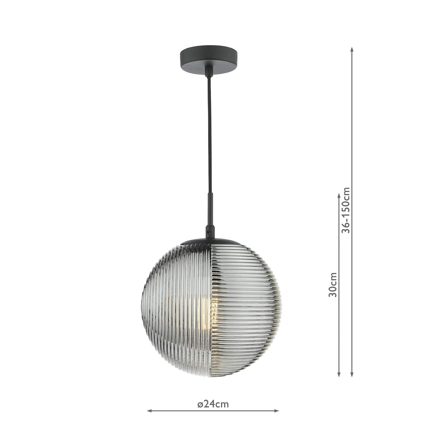 dar lighting Evander Single Pendant Matt Black and Smoked Glass EVA0122