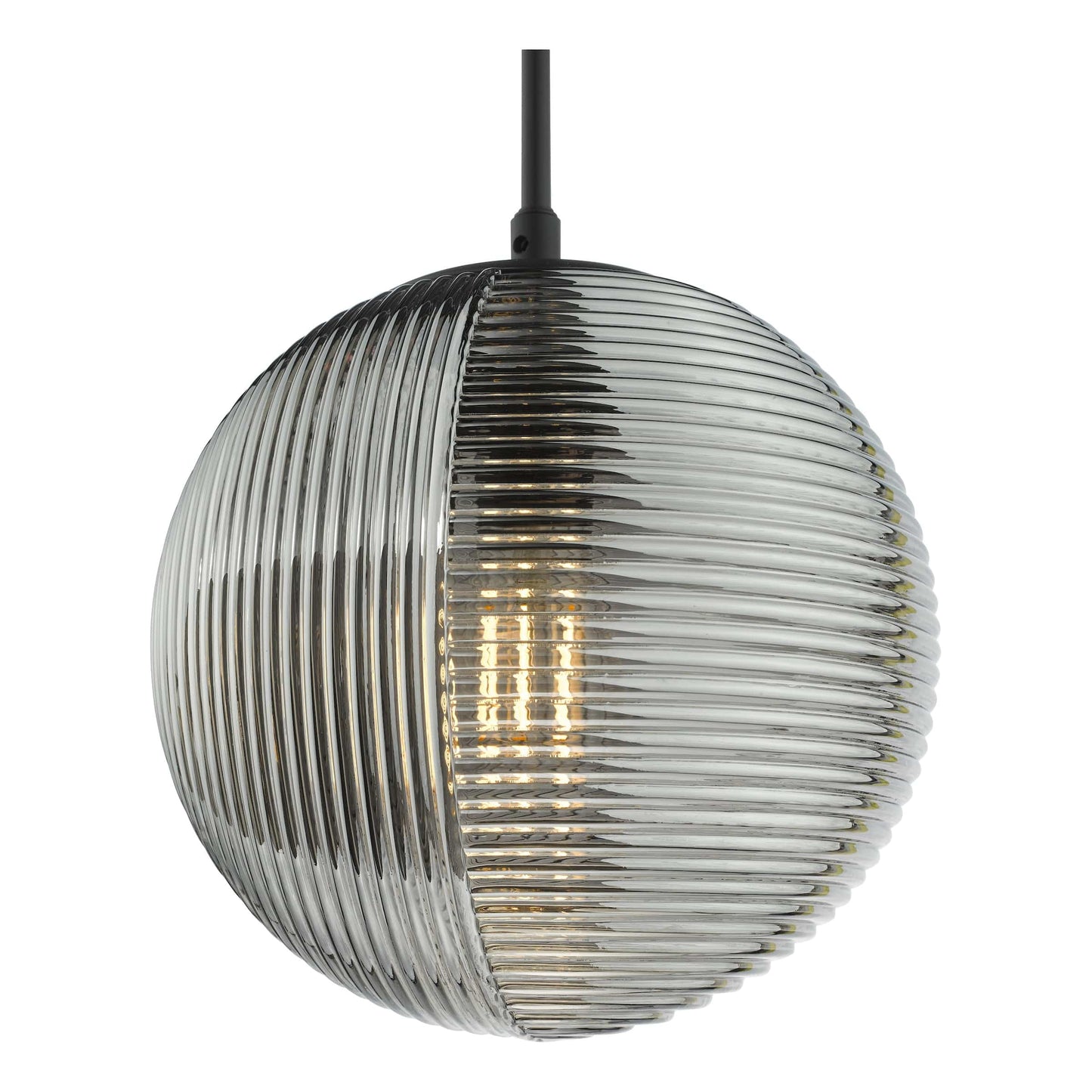 dar lighting Evander Single Pendant Matt Black and Smoked Glass EVA0122