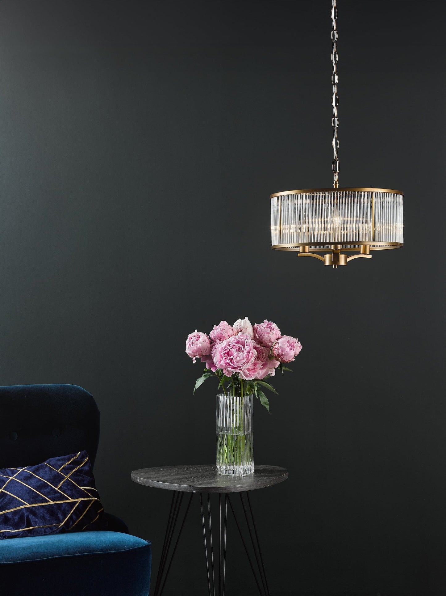 dar lighting Evelyn 3 Light Pendant Antique Bronze and Glass EVE0363