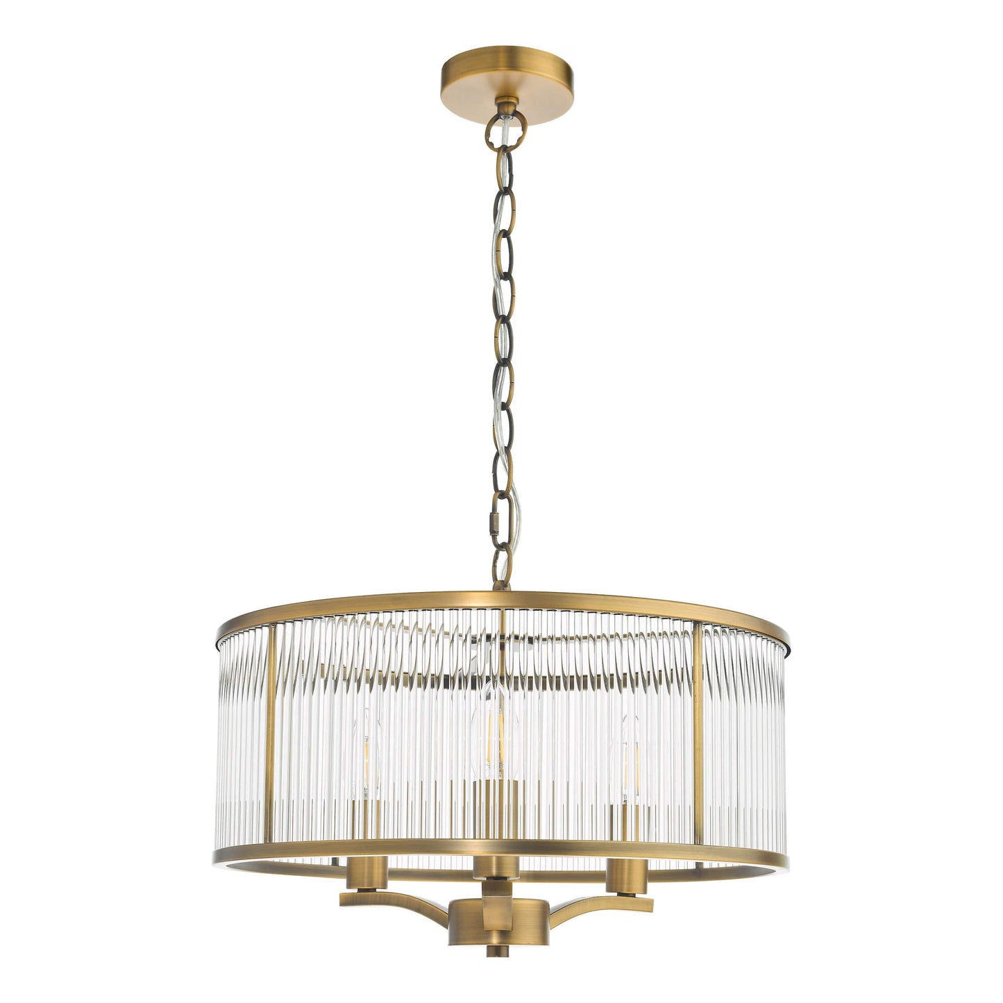 dar lighting Evelyn 3 Light Pendant Antique Bronze and Glass EVE0363