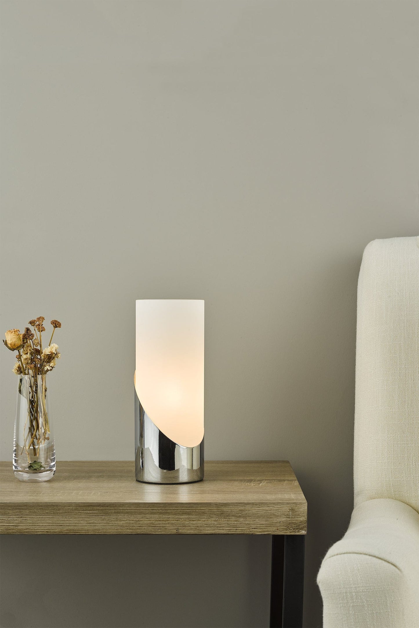dar lighting Faris Touch Table Lamp Polished Chrome Opal Glass FAR4250